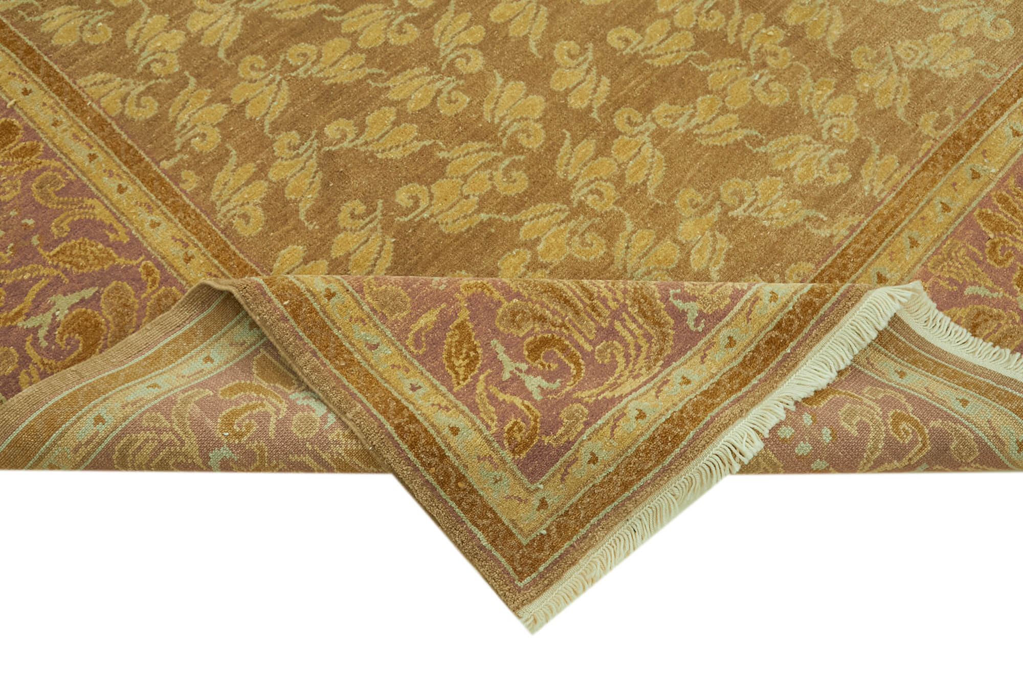 Handmade Wool Cotton Rug – Beige Classic Style Vintage Area Rug 7'10''x10'2''