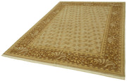 Handmade Wool Cotton Rug – Classic Area Rug 6'8'' x 9'3'' Beige Turkish Wool