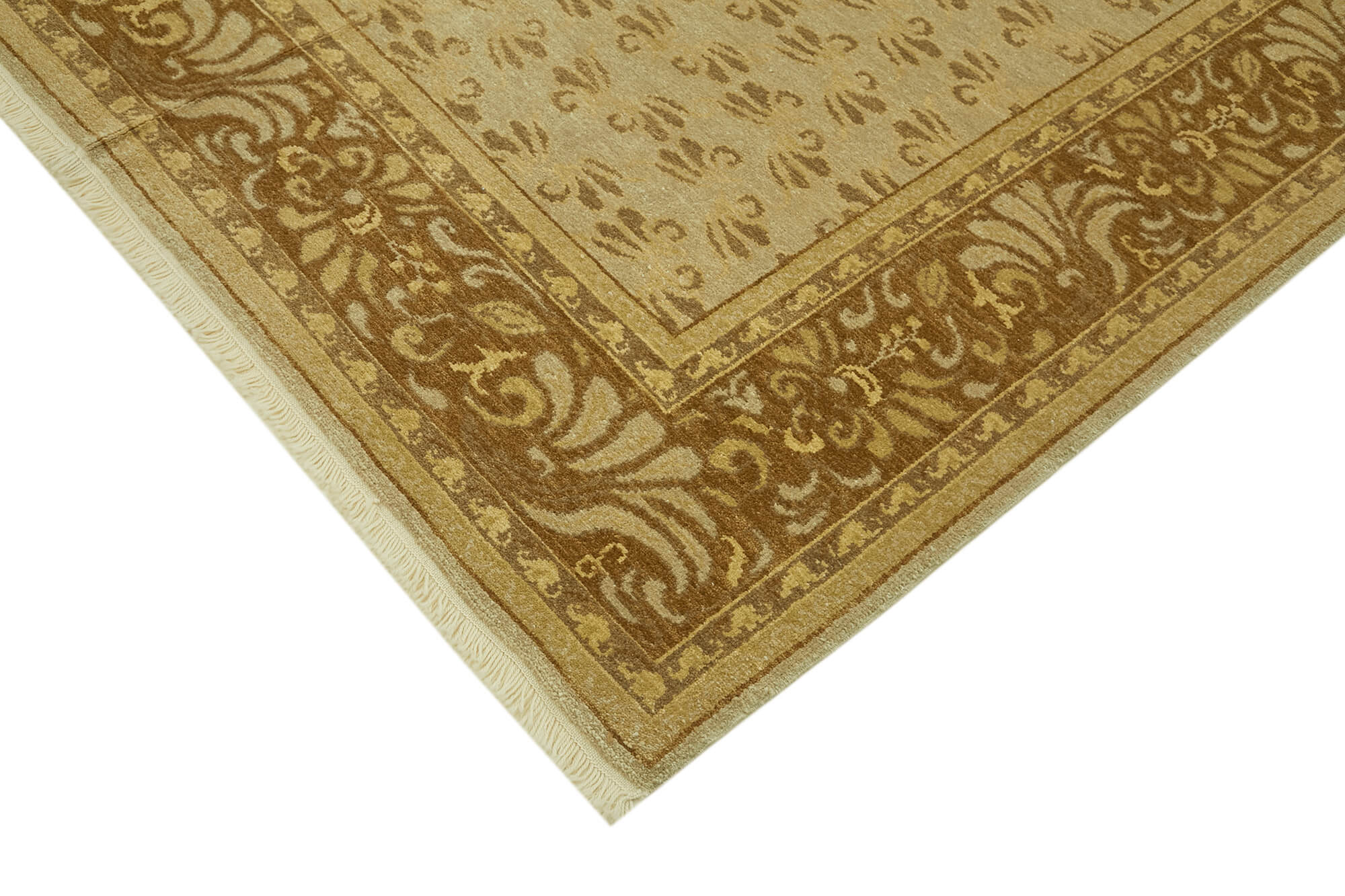 Handmade Wool Cotton Rug – Classic Area Rug 6'8'' x 9'3'' Beige Turkish Wool