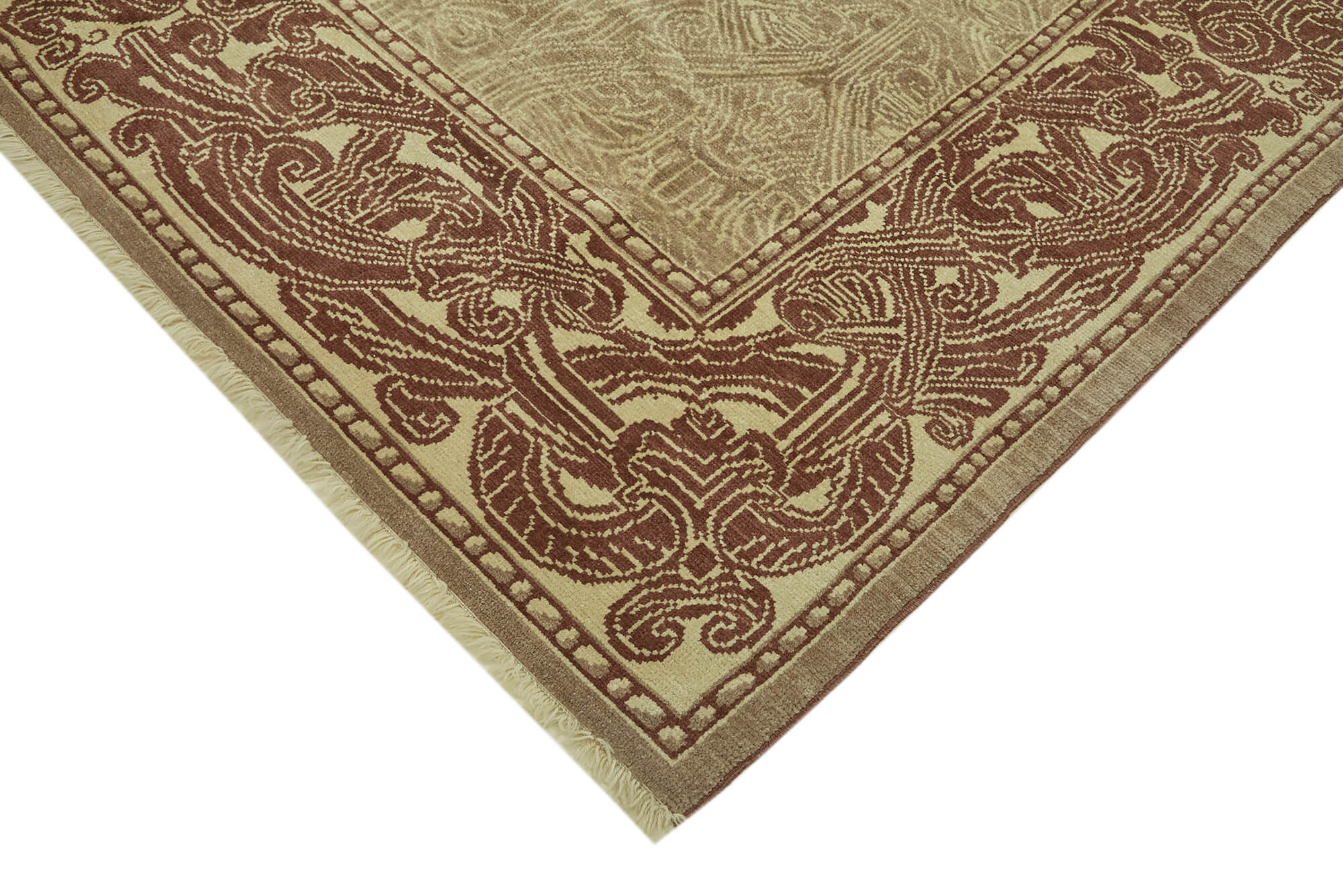 Handmade Wool Cotton Rug – Classic Beige Turkish Hand Knotted Area Carpet 8'1"x11'11"