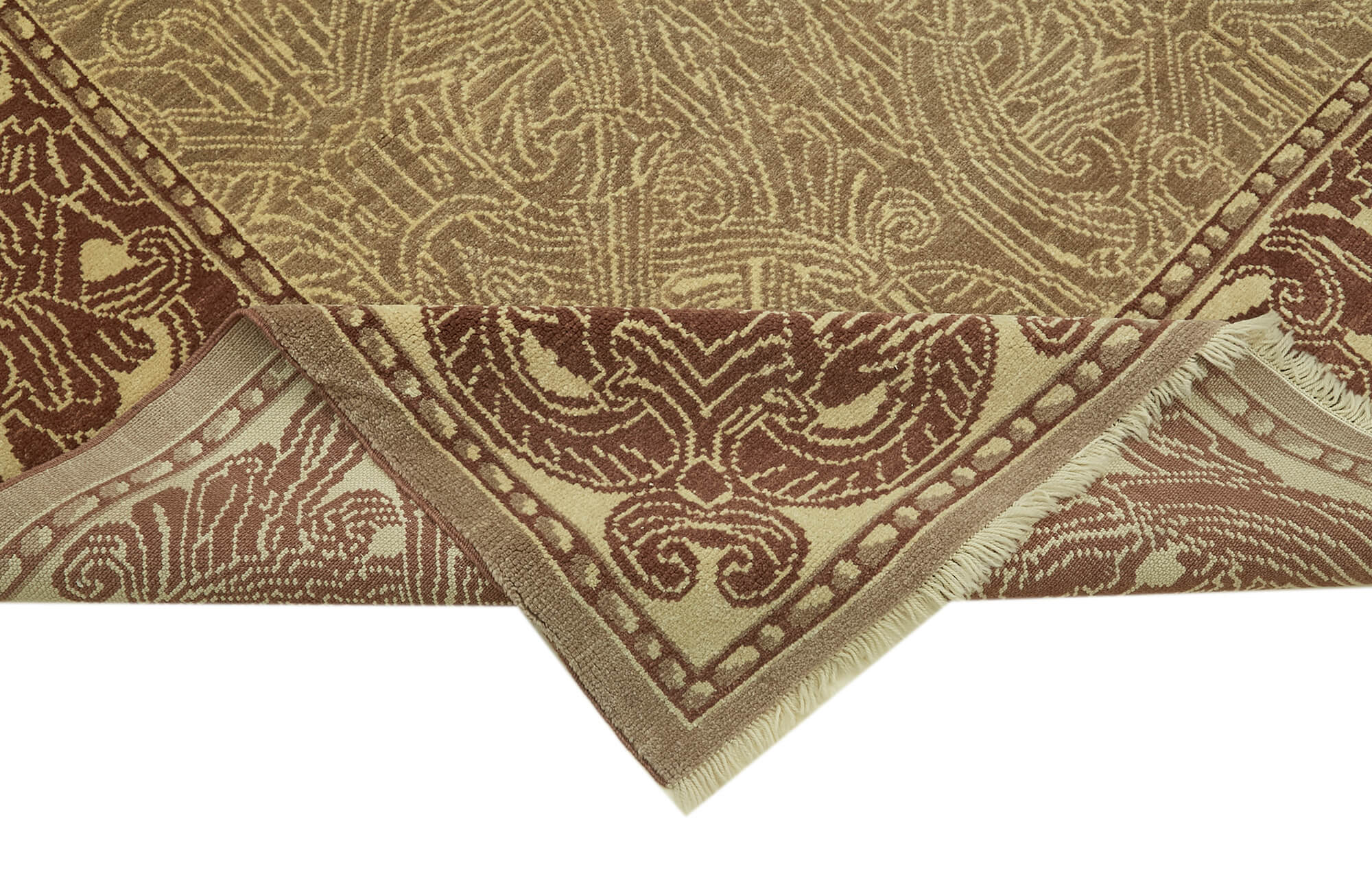 Handmade Wool Cotton Rug – Classic Beige Turkish Hand Knotted Area Carpet 8'1"x11'11"