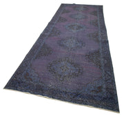 Handmade Vintage Area Rug - Purple Turkish Cotton Wool Carpet 4'7''x13'11''