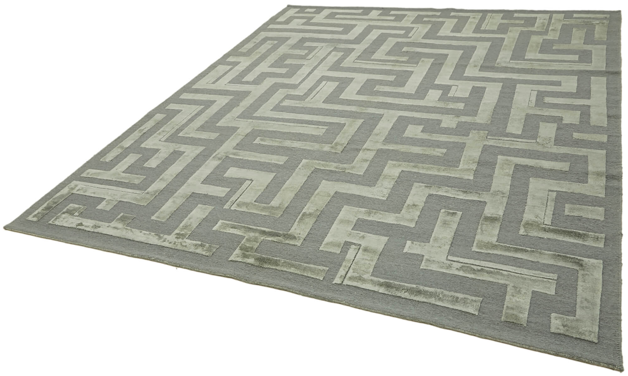 Handmade Wool Cotton Rug – Classic Beige Vintage Area Rug 7'9''x9'9'' for Living Room
