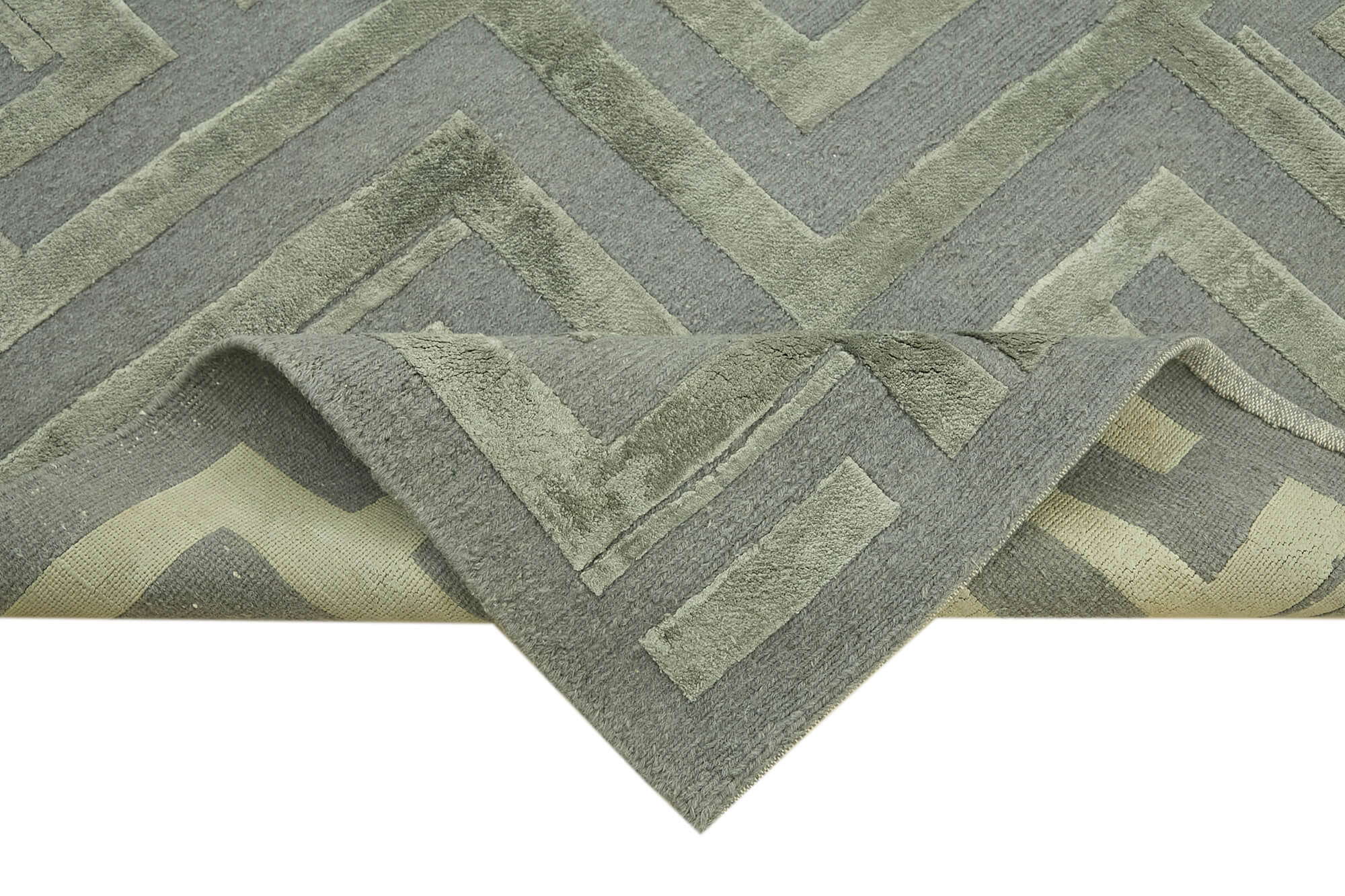 Handmade Wool Cotton Rug – Classic Beige Vintage Area Rug 7'9''x9'9'' for Living Room