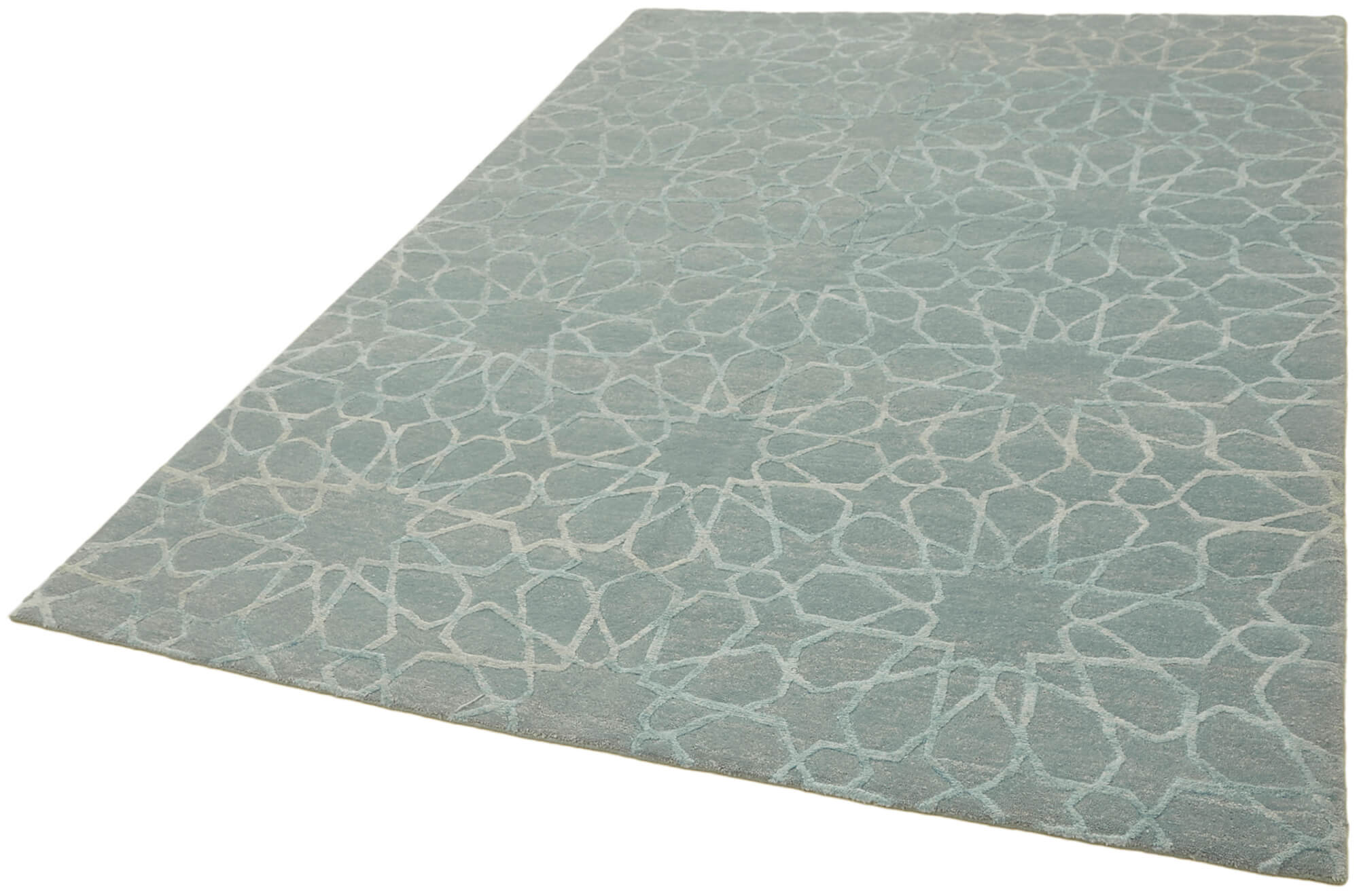 Handmade Wool Cotton Rug | Blue Classic Rug 6'2"x8'7" - Vintage Hand Knotted Carpet