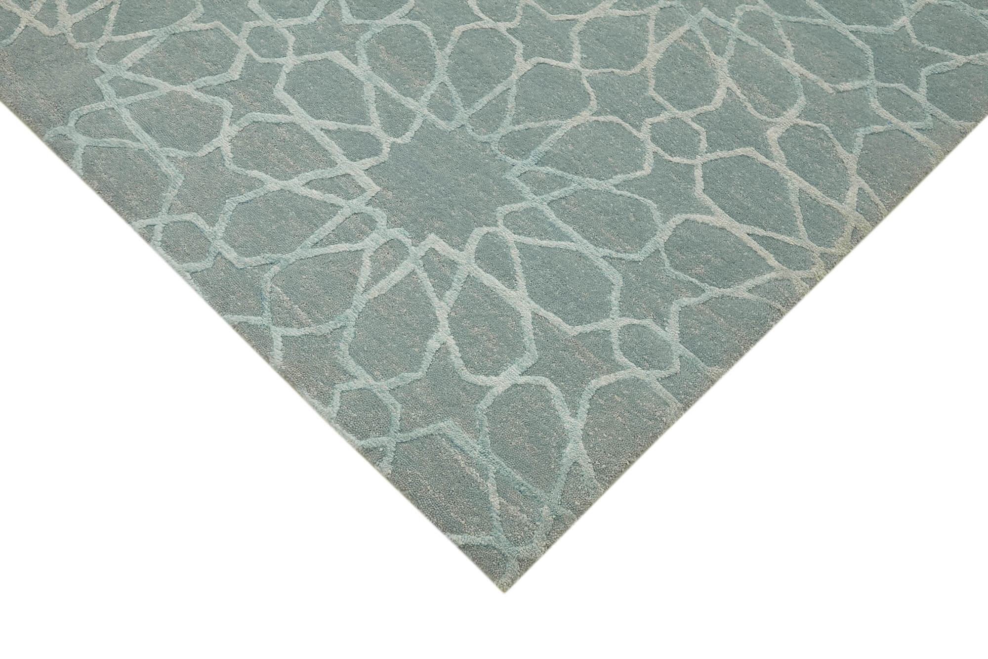 Handmade Wool Cotton Rug | Blue Classic Rug 6'2"x8'7" - Vintage Hand Knotted Carpet