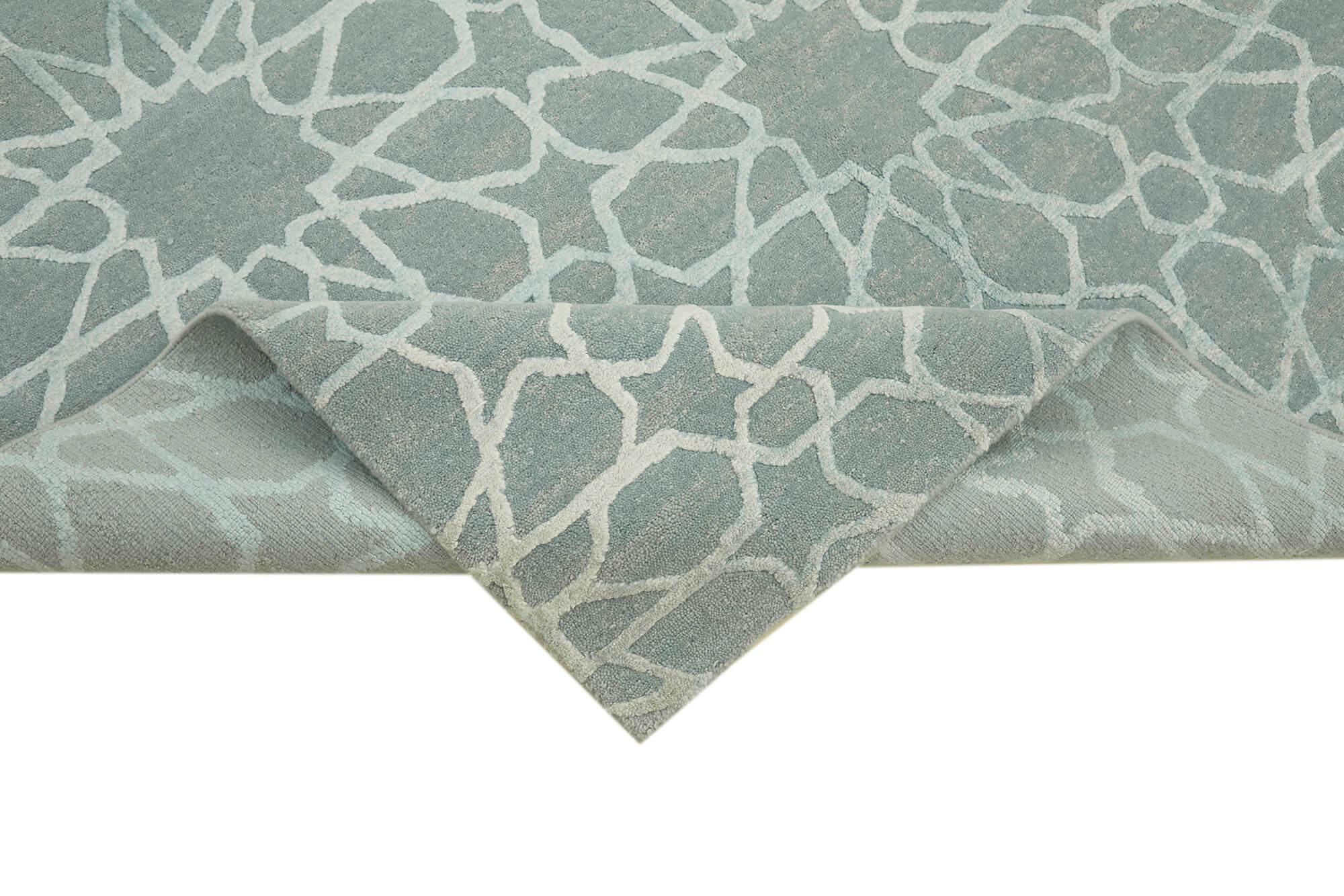 Handmade Wool Cotton Rug | Blue Classic Rug 6'2"x8'7" - Vintage Hand Knotted Carpet