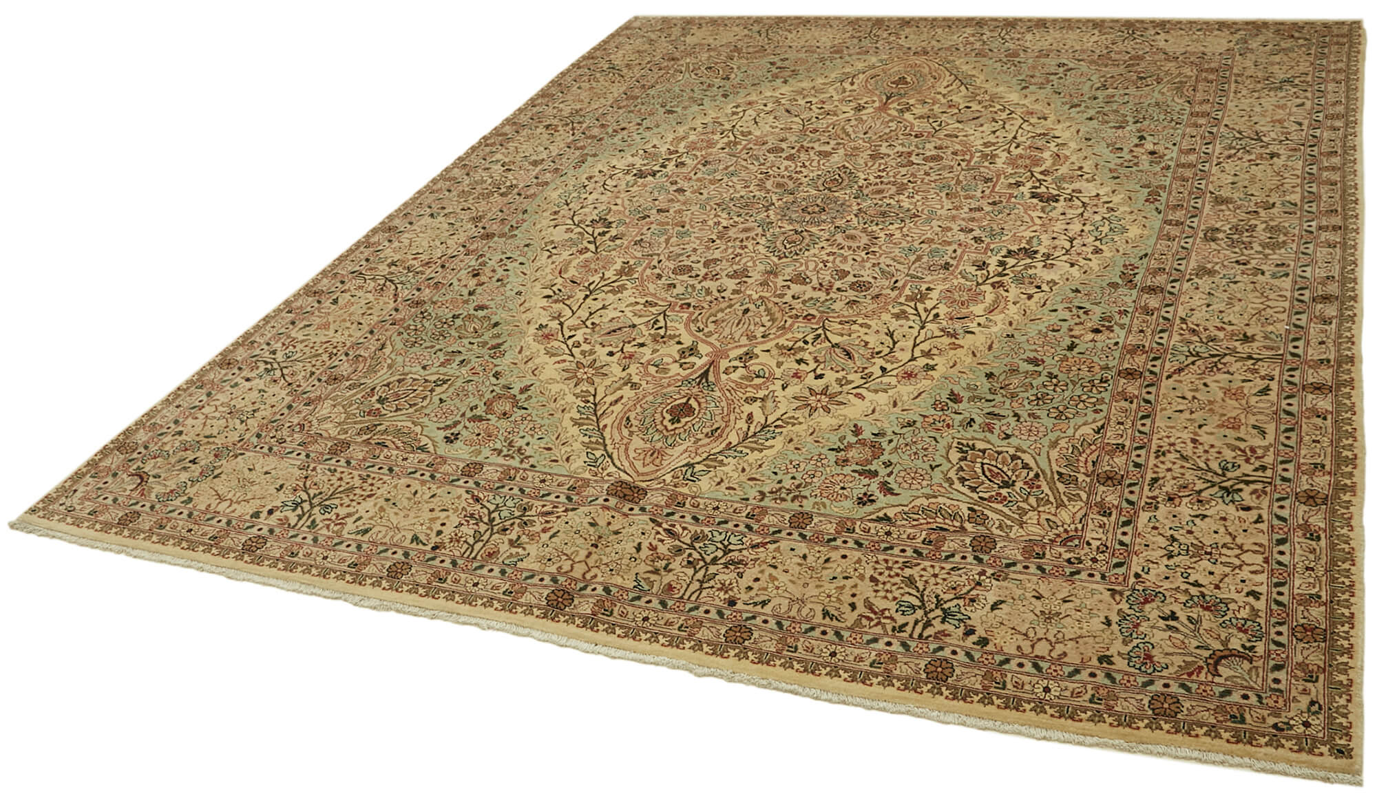 Handmade Wool Cotton Rug – Classic Beige 8x10 Foot Vintage Area Rug | Durable, Soft Textured