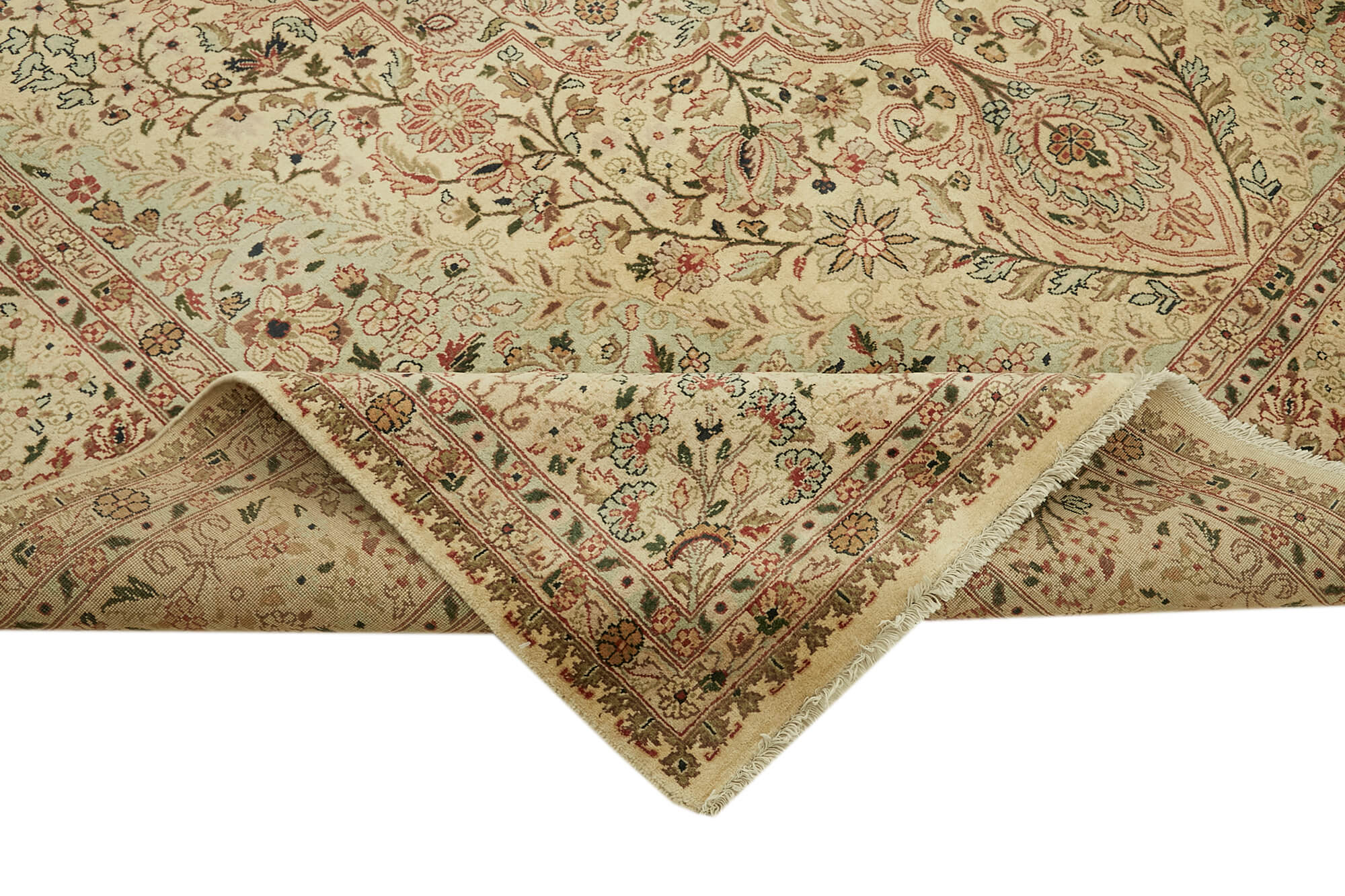 Handmade Wool Cotton Rug – Classic Beige 8x10 Foot Vintage Area Rug | Durable, Soft Textured