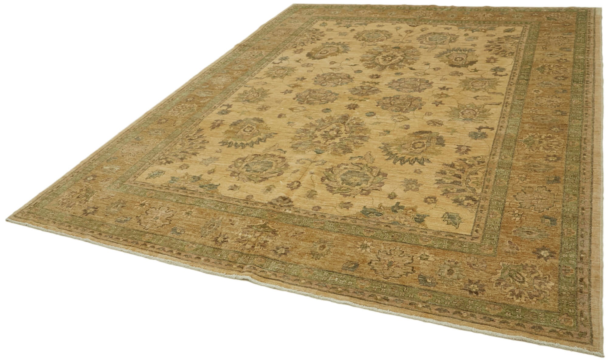 Handmade Wool Cotton Rug – Classic Area Rug 8'2''x10'4'' Beige Vintage Carpet