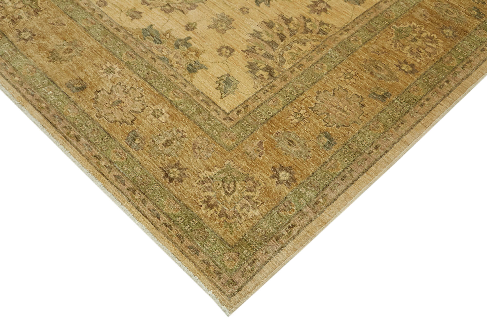 Handmade Wool Cotton Rug – Classic Area Rug 8'2''x10'4'' Beige Vintage Carpet