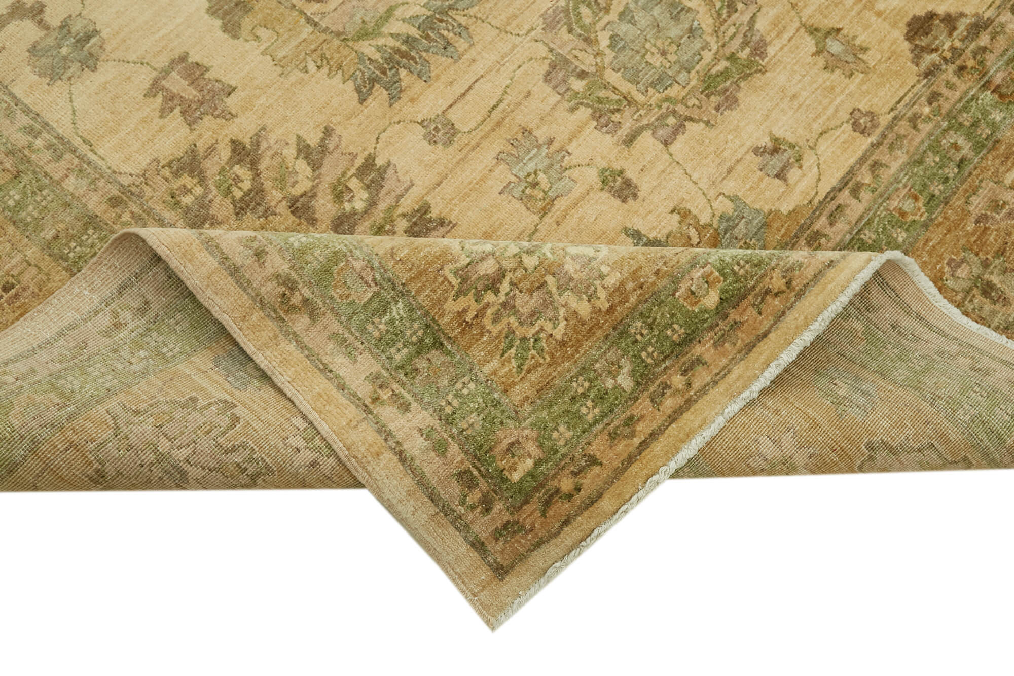 Handmade Wool Cotton Rug – Classic Area Rug 8'2''x10'4'' Beige Vintage Carpet