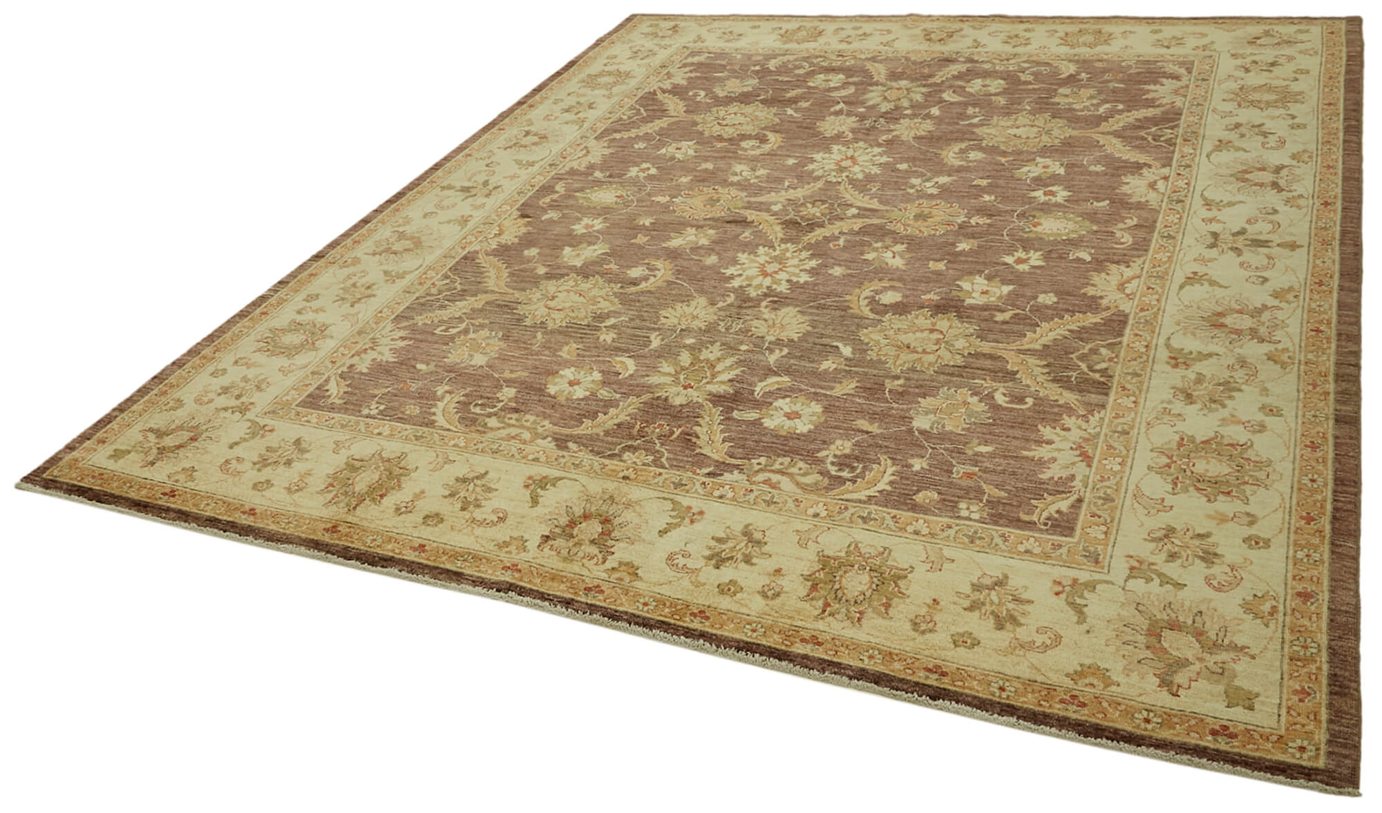 Handmade Wool Cotton Rug – Classic Beige Turkish Vintage Carpet 8'1''x10'2''