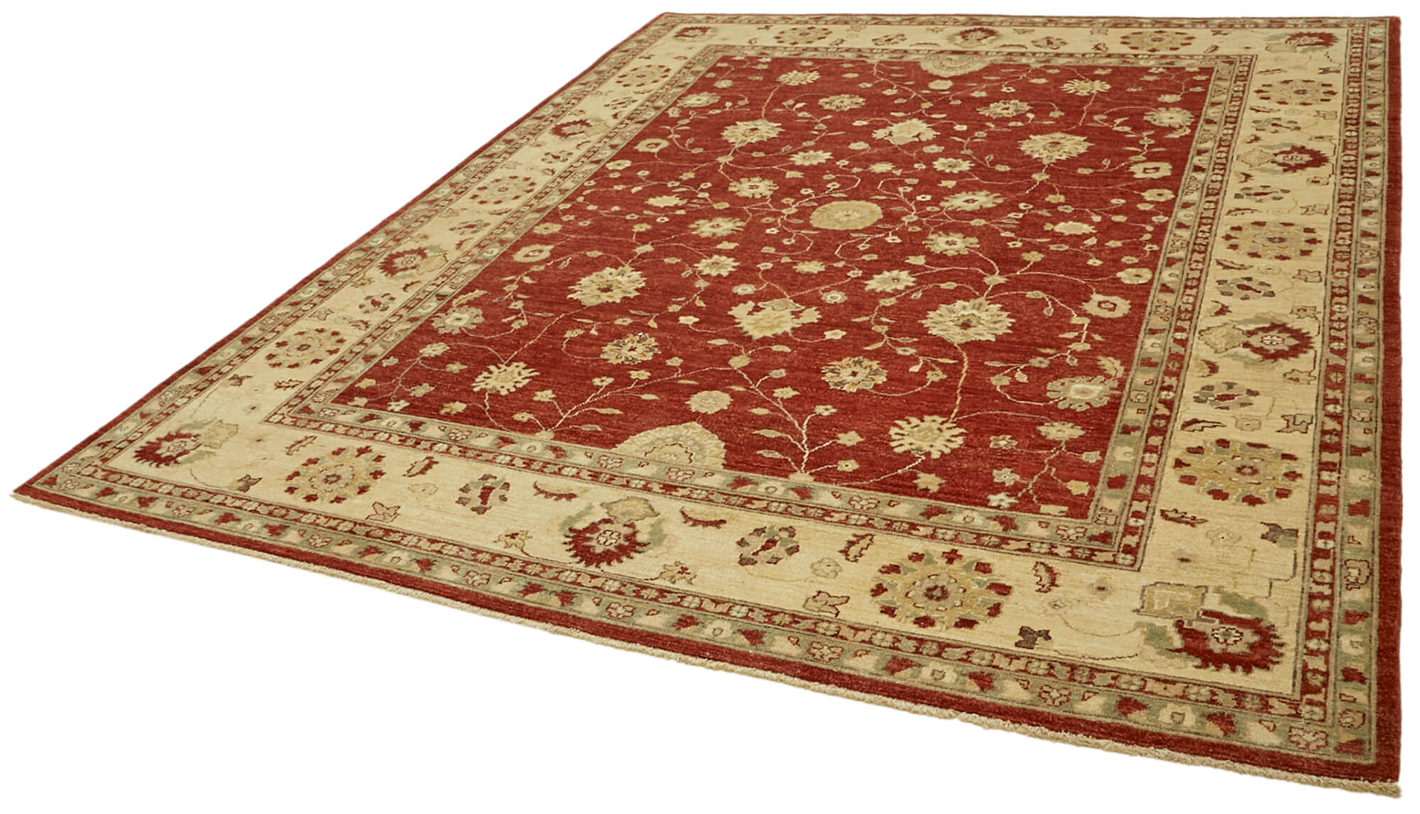 Handmade Wool Cotton Rug – Tebriz Vintage Hand Knotted Classic Beige Carpet 8'1''x9'10''