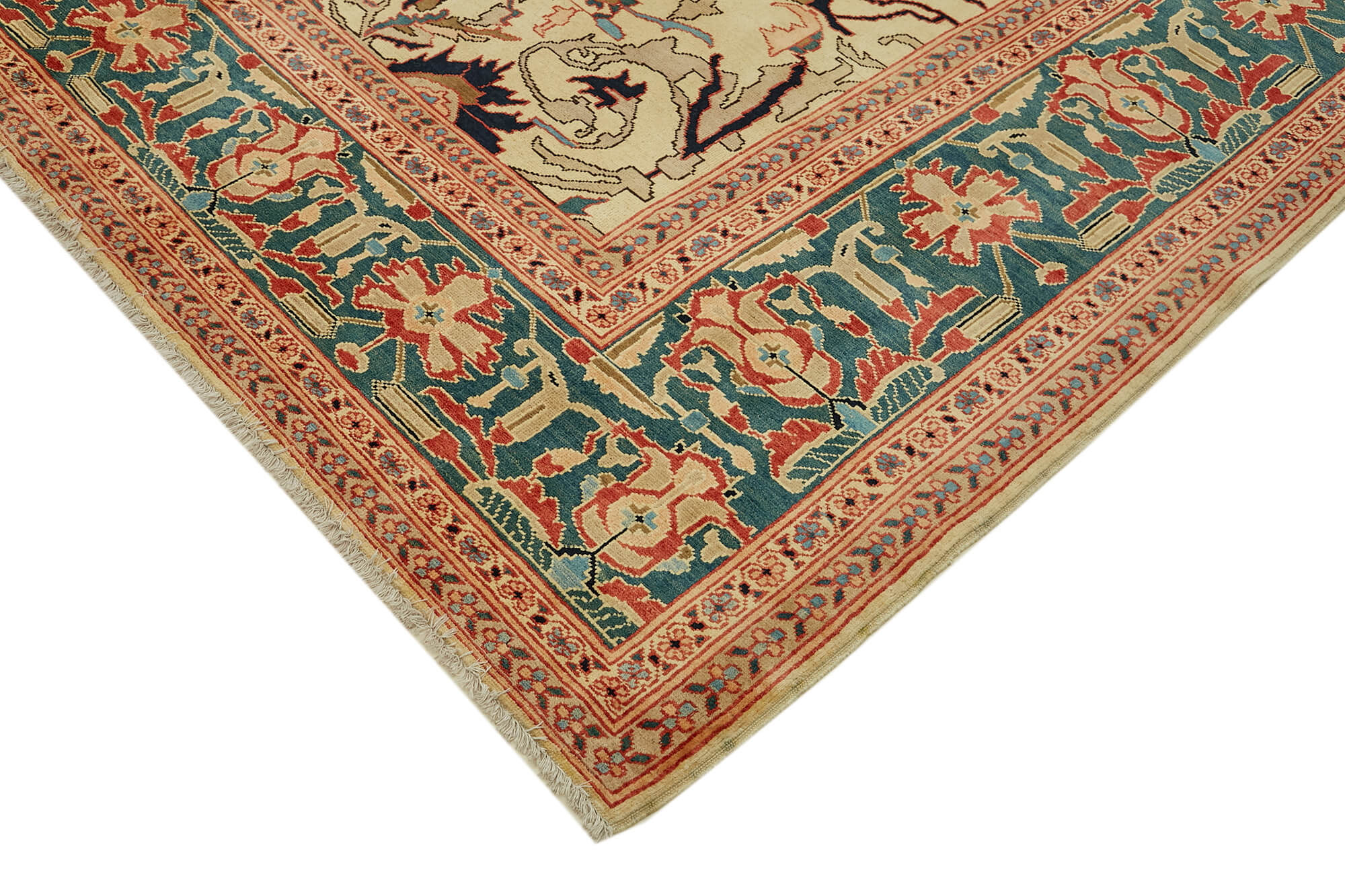 Handmade Wool Cotton Rug – Classic Beige Vintage Area Rug 8'1'' x 10'1''