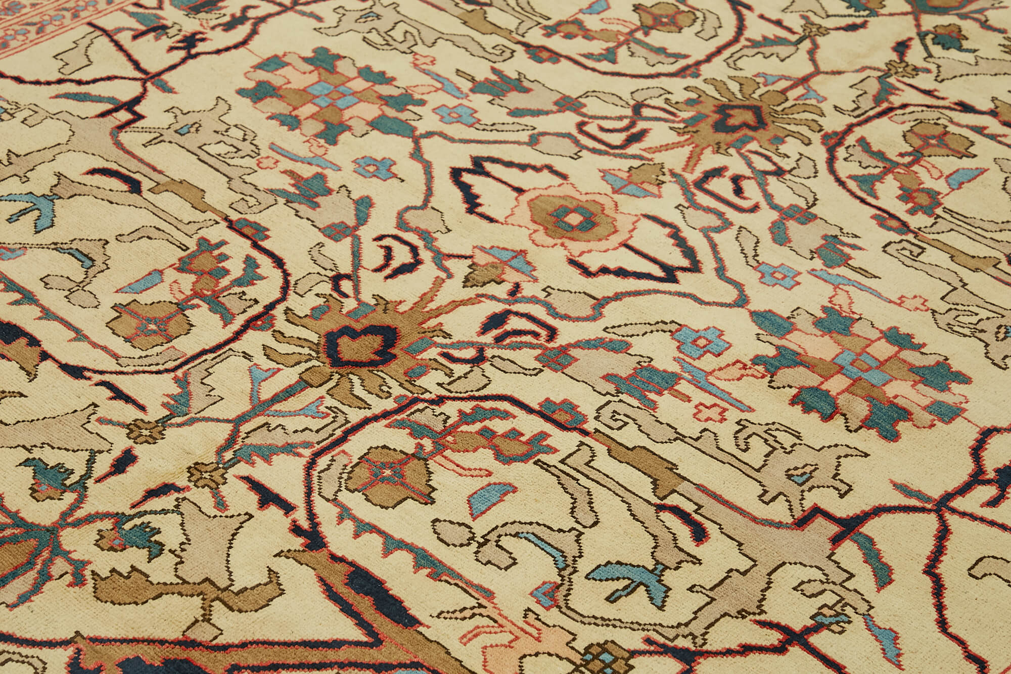Handmade Wool Cotton Rug – Classic Beige Vintage Area Rug 8'1'' x 10'1''