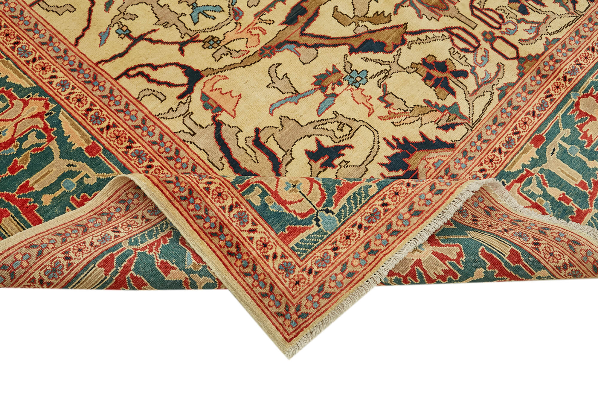 Handmade Wool Cotton Rug – Classic Beige Vintage Area Rug 8'1'' x 10'1''