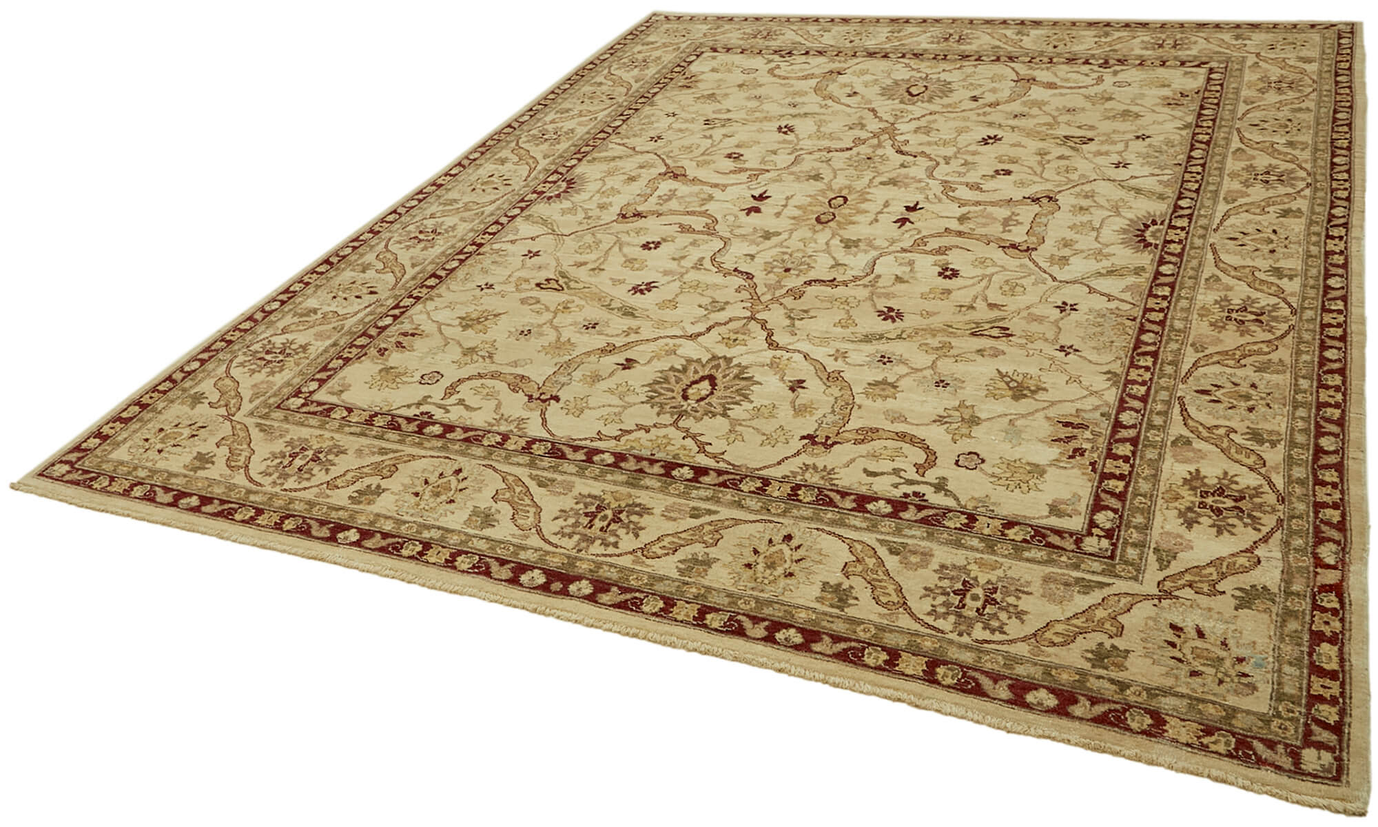 Handmade Wool Cotton Rug – Classic Beige Vintage Area Rug 8'1"x10'5" by Agacan