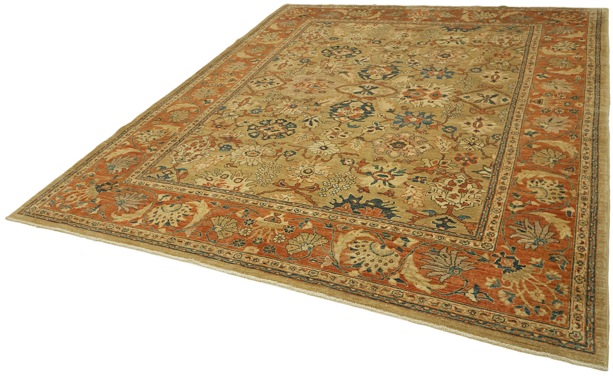 Handmade Wool Cotton Rug – Classic Beige 8'1''x9'9'' Turkish Hand Knotted Area Rug