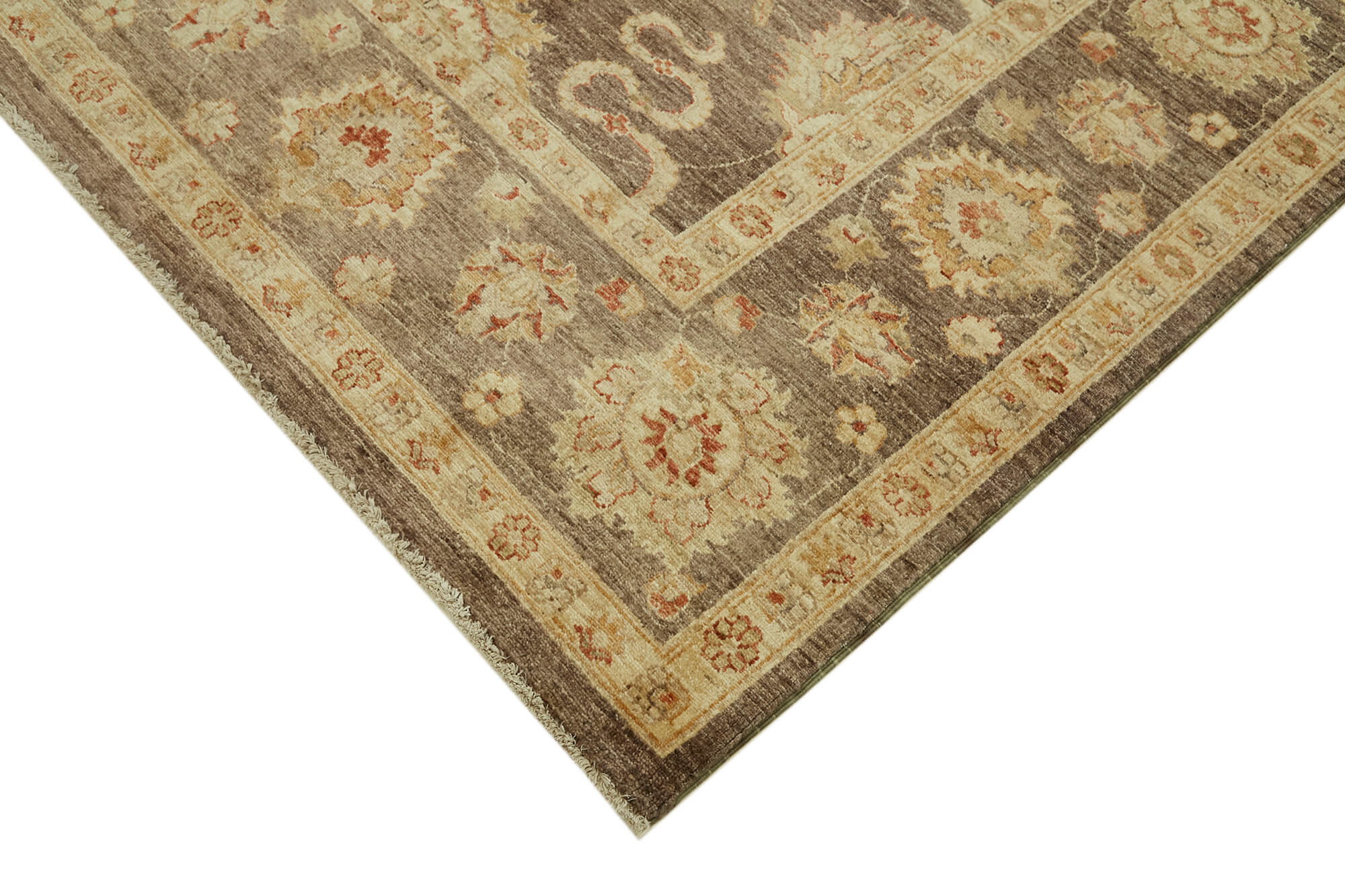 Handmade Wool Cotton Rug – Tebriz Classic Beige 7x9 Foot Vintage Area Rug
