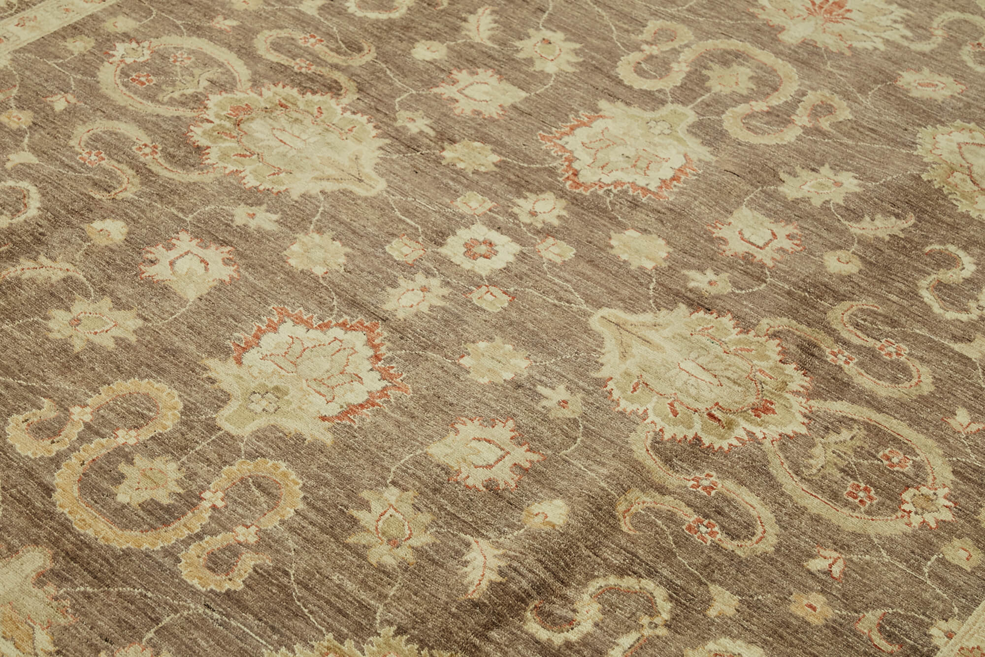 Handmade Wool Cotton Rug – Tebriz Classic Beige 7x9 Foot Vintage Area Rug
