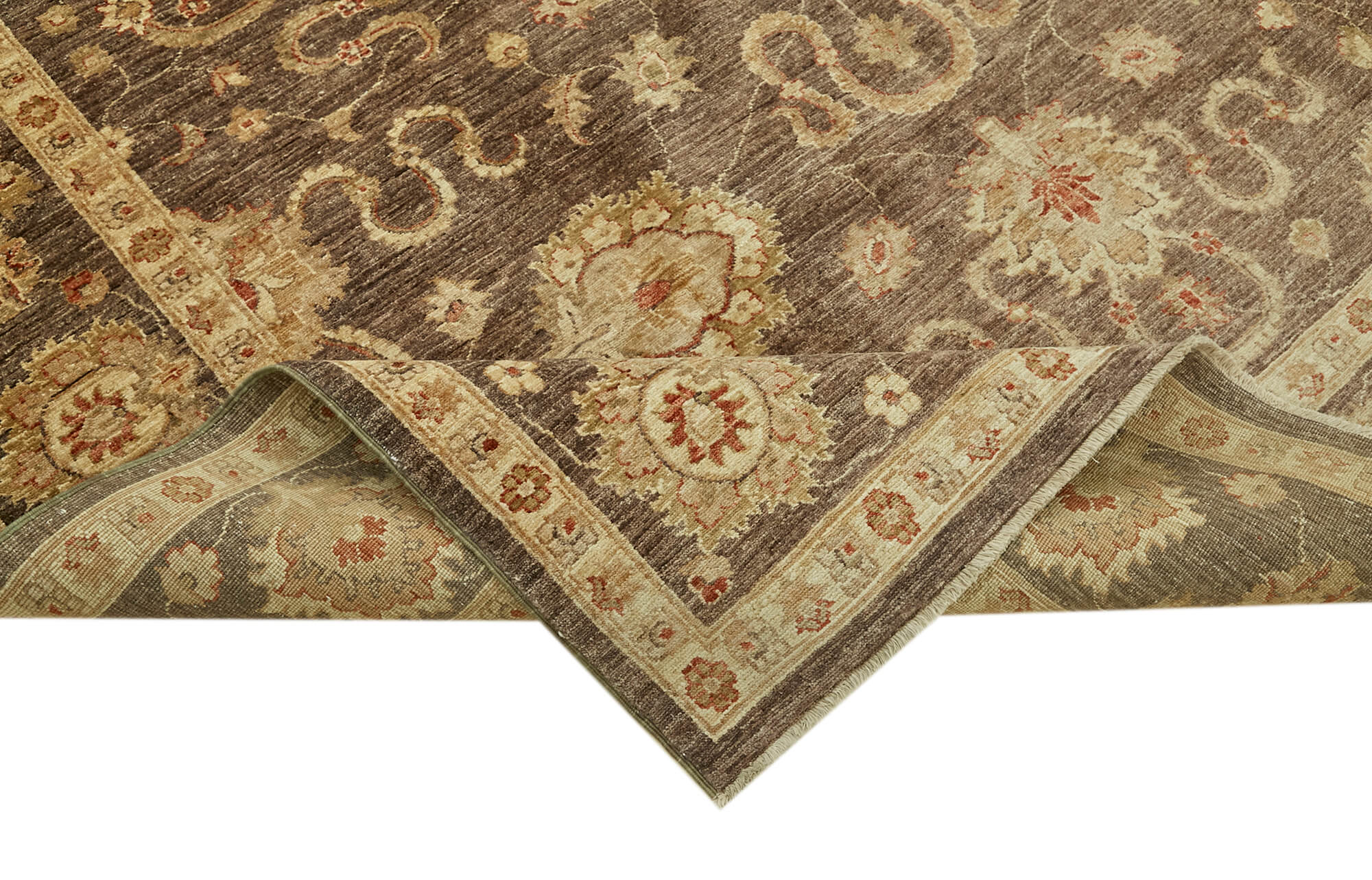 Handmade Wool Cotton Rug – Tebriz Classic Beige 7x9 Foot Vintage Area Rug