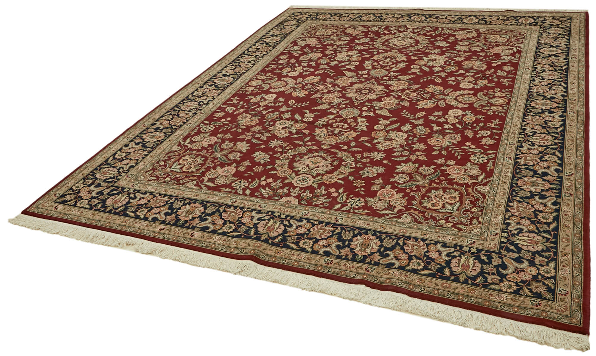Handmade Wool Cotton Rug | Turkish Hand Knotted Carpet – Beige Area Rug