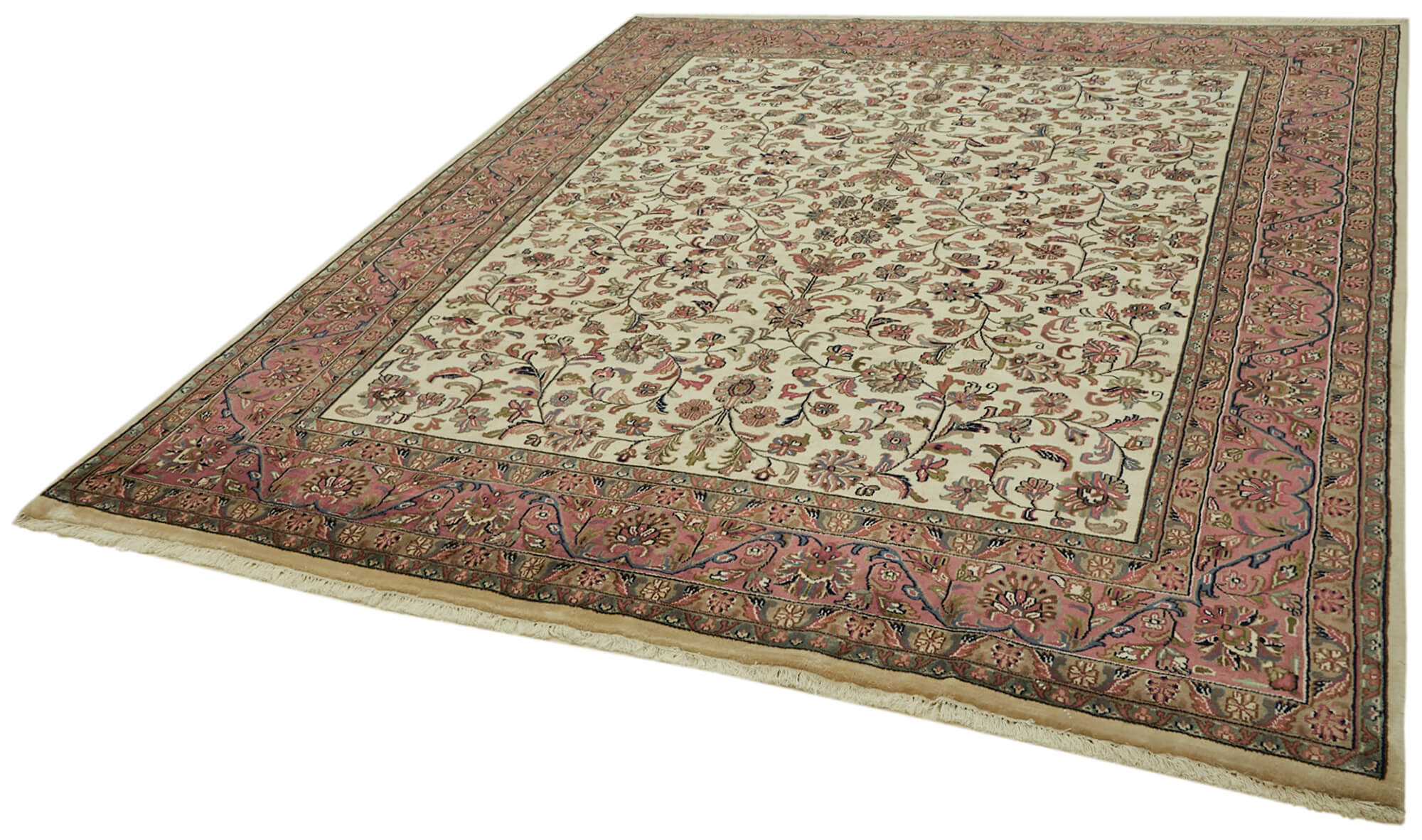 Handmade Wool Cotton Rug - Classic Beige Vintage Area Rug 7'9'' x 9'6''