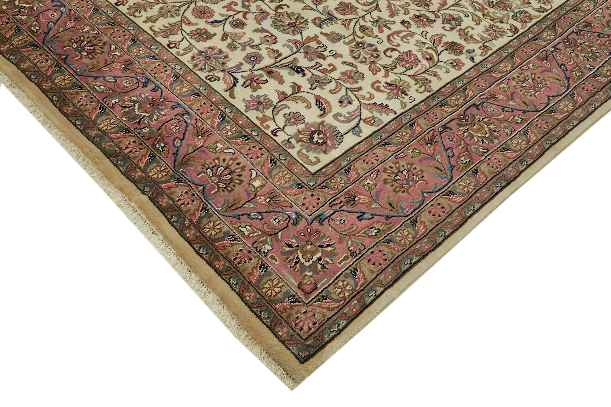 Handmade Wool Cotton Rug - Classic Beige Vintage Area Rug 7'9'' x 9'6''