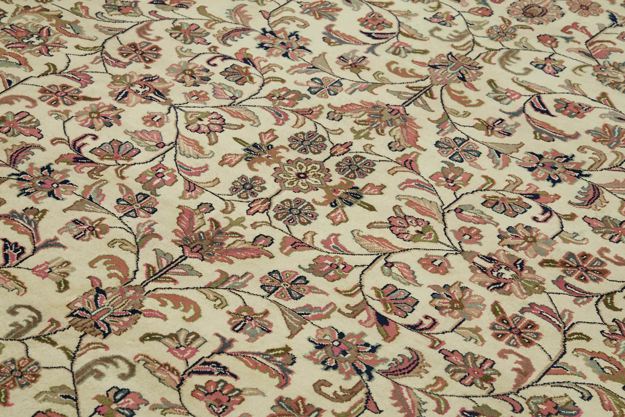 Handmade Wool Cotton Rug - Classic Beige Vintage Area Rug 7'9'' x 9'6''