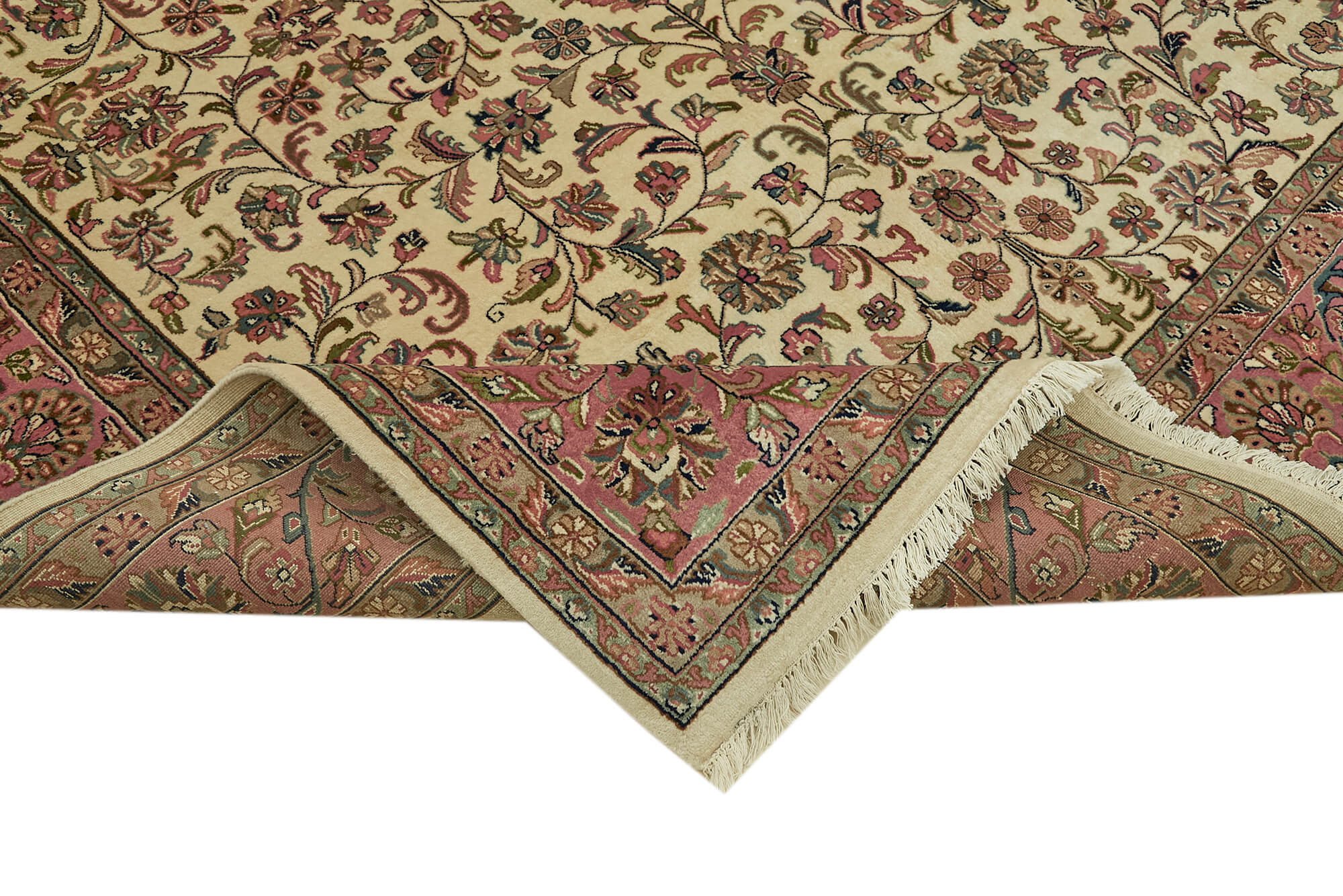 Handmade Wool Cotton Rug - Classic Beige Vintage Area Rug 7'9'' x 9'6''