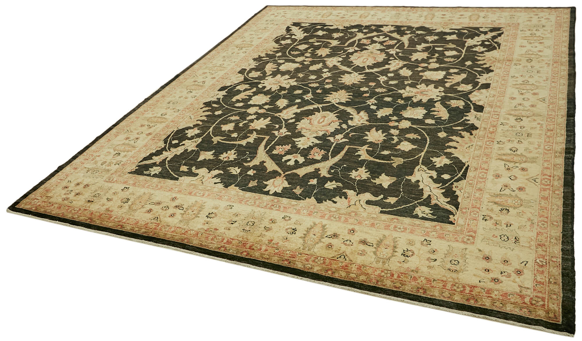 Handmade Wool Cotton Rug - Classic Area Rug 8'2''x10'0'' Beige Vintage Woven Carpet