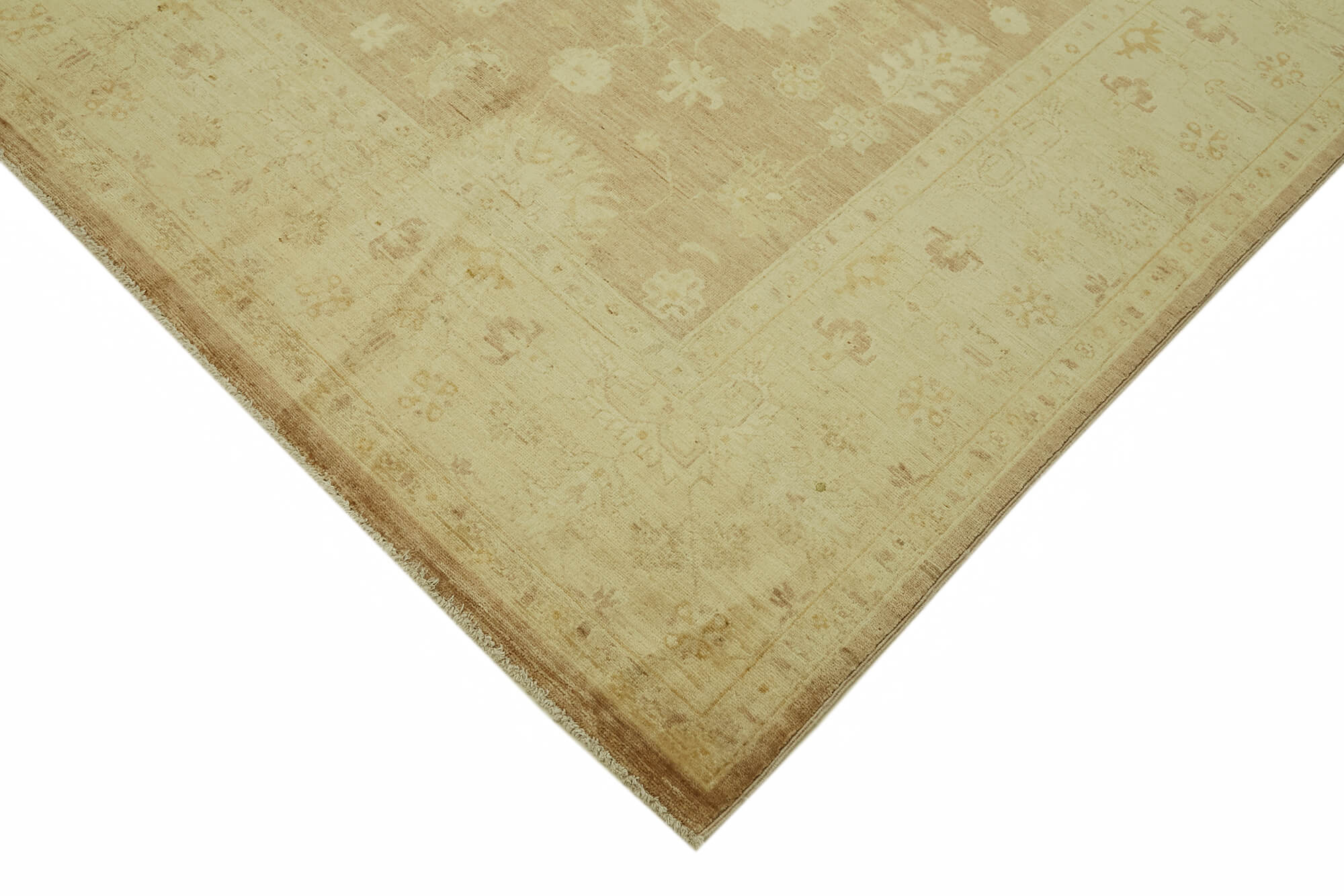 Handmade Wool Cotton Rug – Classic Beige Area Rug 7'9''x9'9'' Durable Hand Woven