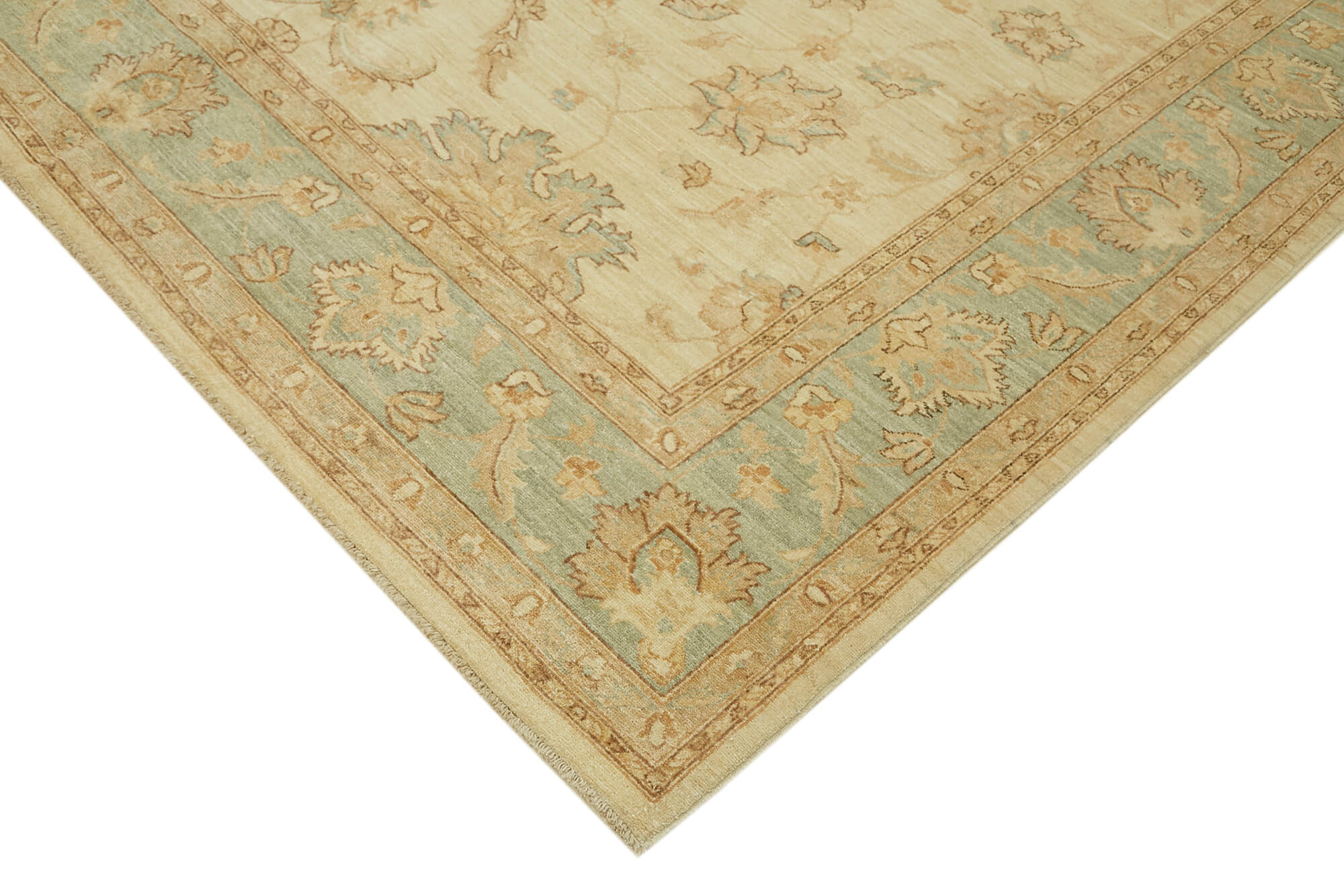 Handmade Wool Cotton Rug – Tebriz Classic Beige 8x10 Foot Vintage Area Rug