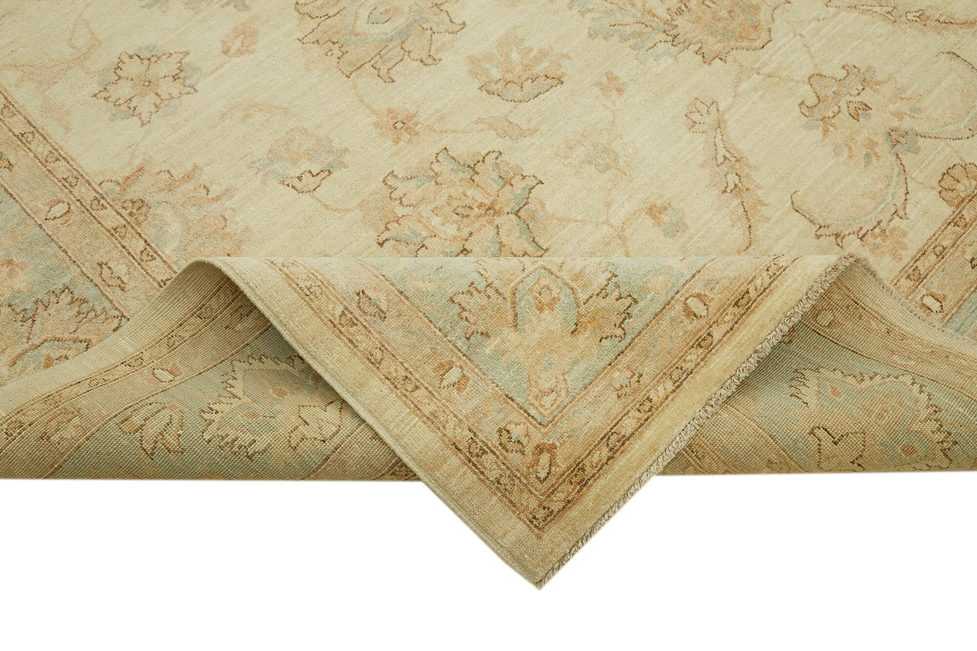 Handmade Wool Cotton Rug – Tebriz Classic Beige 8x10 Foot Vintage Area Rug