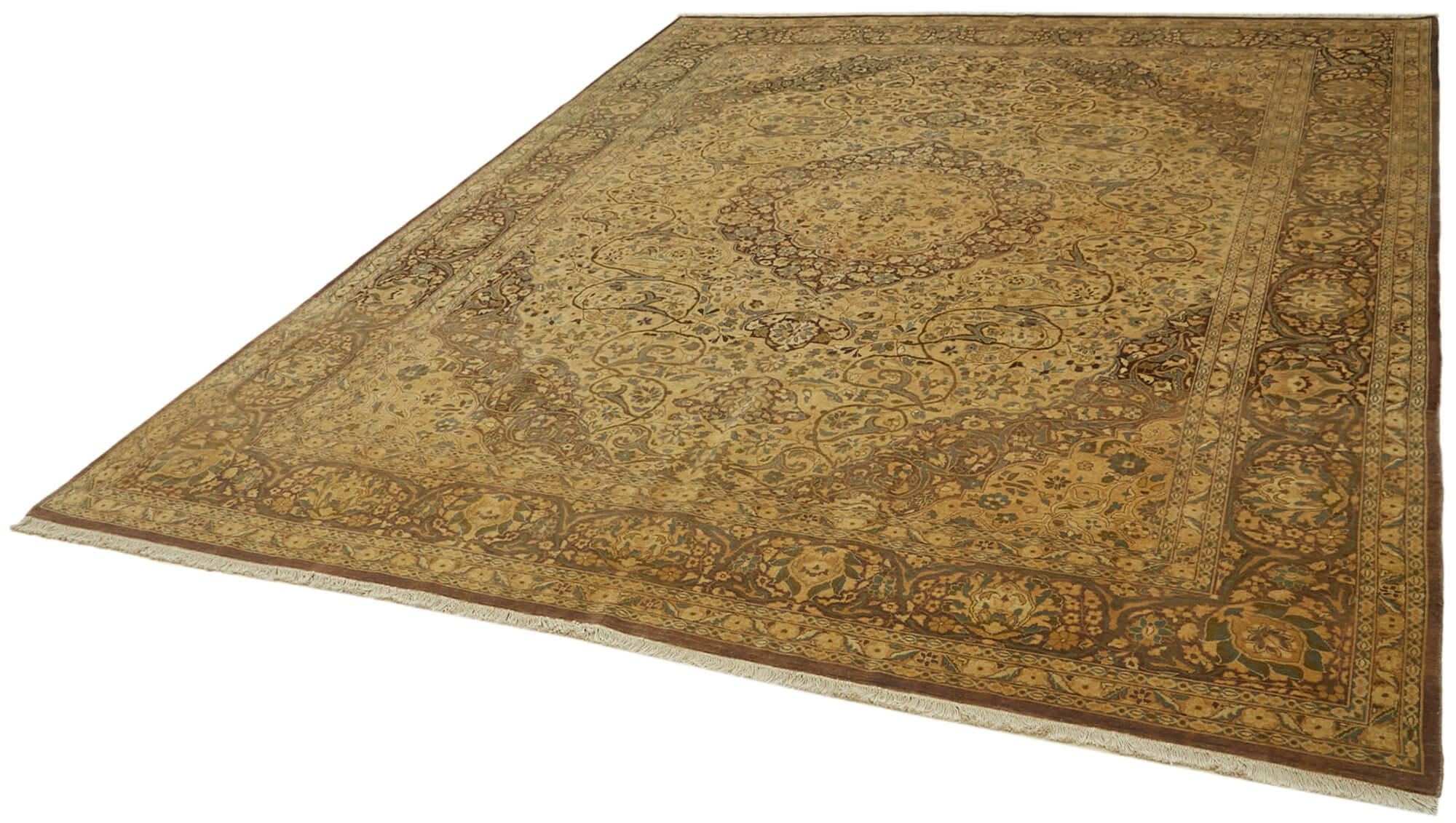Handmade Wool Cotton Rug – Classic Area Rug 8'2''x10'2'' Beige Wool Texture