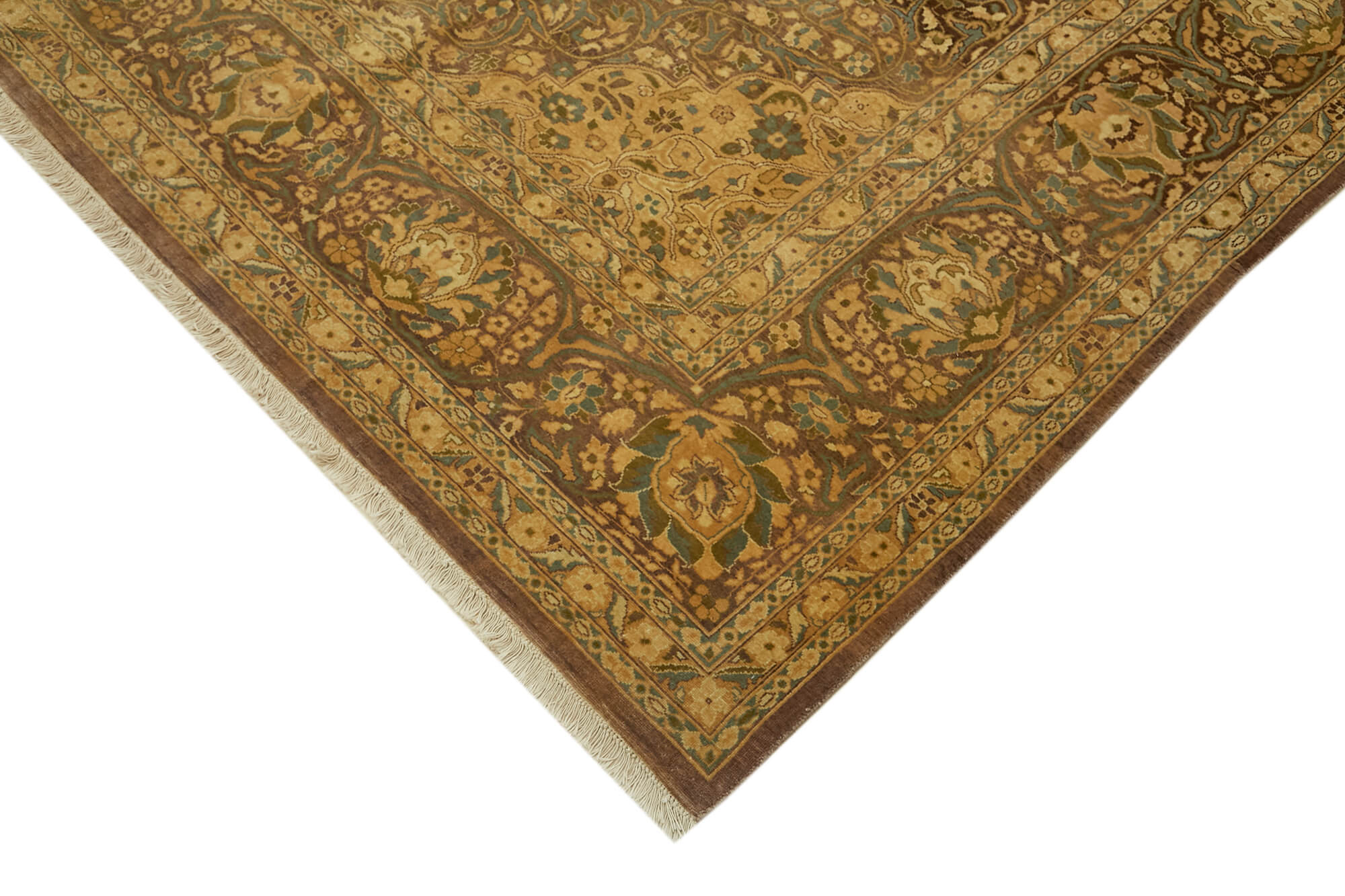 Handmade Wool Cotton Rug – Classic Area Rug 8'2''x10'2'' Beige Wool Texture