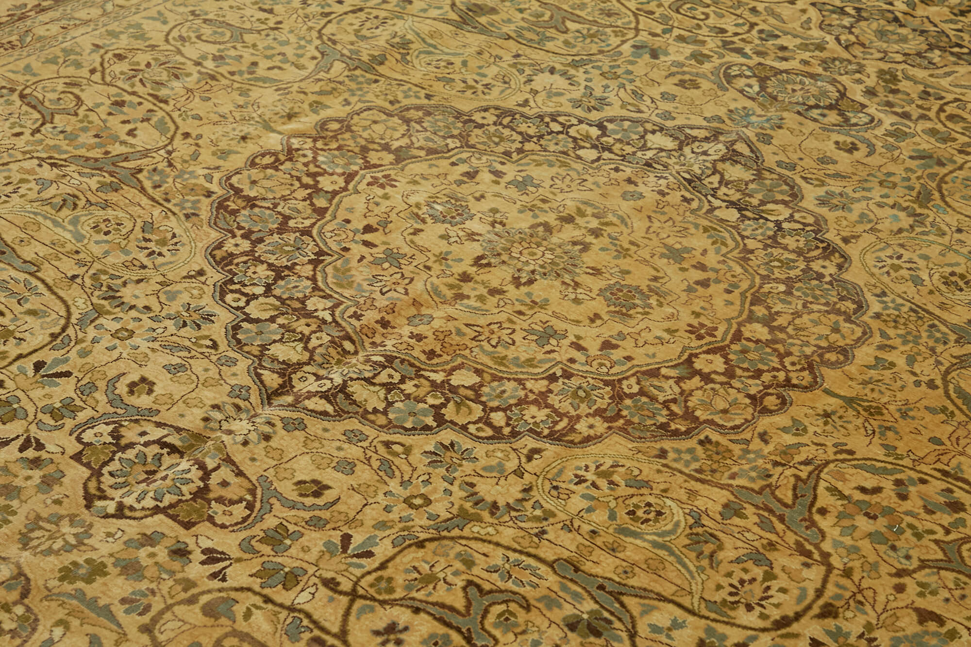 Handmade Wool Cotton Rug – Classic Area Rug 8'2''x10'2'' Beige Wool Texture