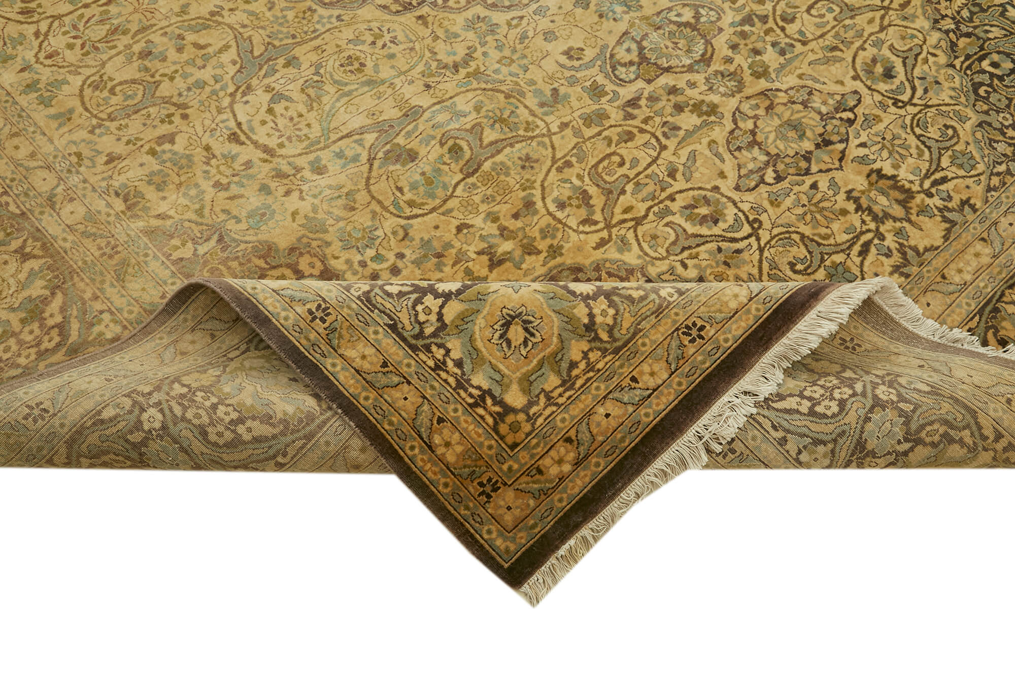 Handmade Wool Cotton Rug – Classic Area Rug 8'2''x10'2'' Beige Wool Texture