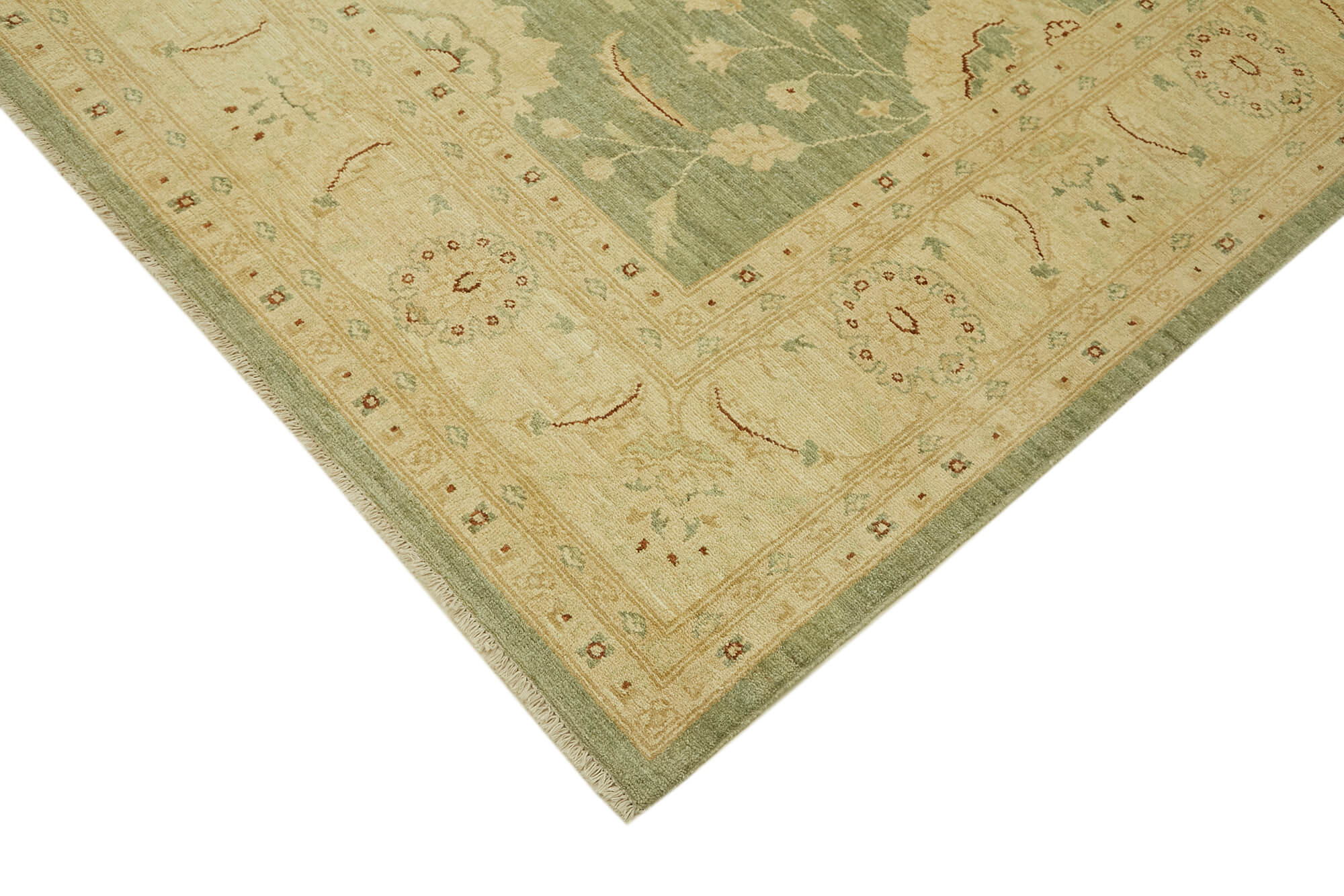 Handmade Wool Cotton Rug - Tebriz Beige Classic Style Vintage Area Carpet 8'5''x9'9''