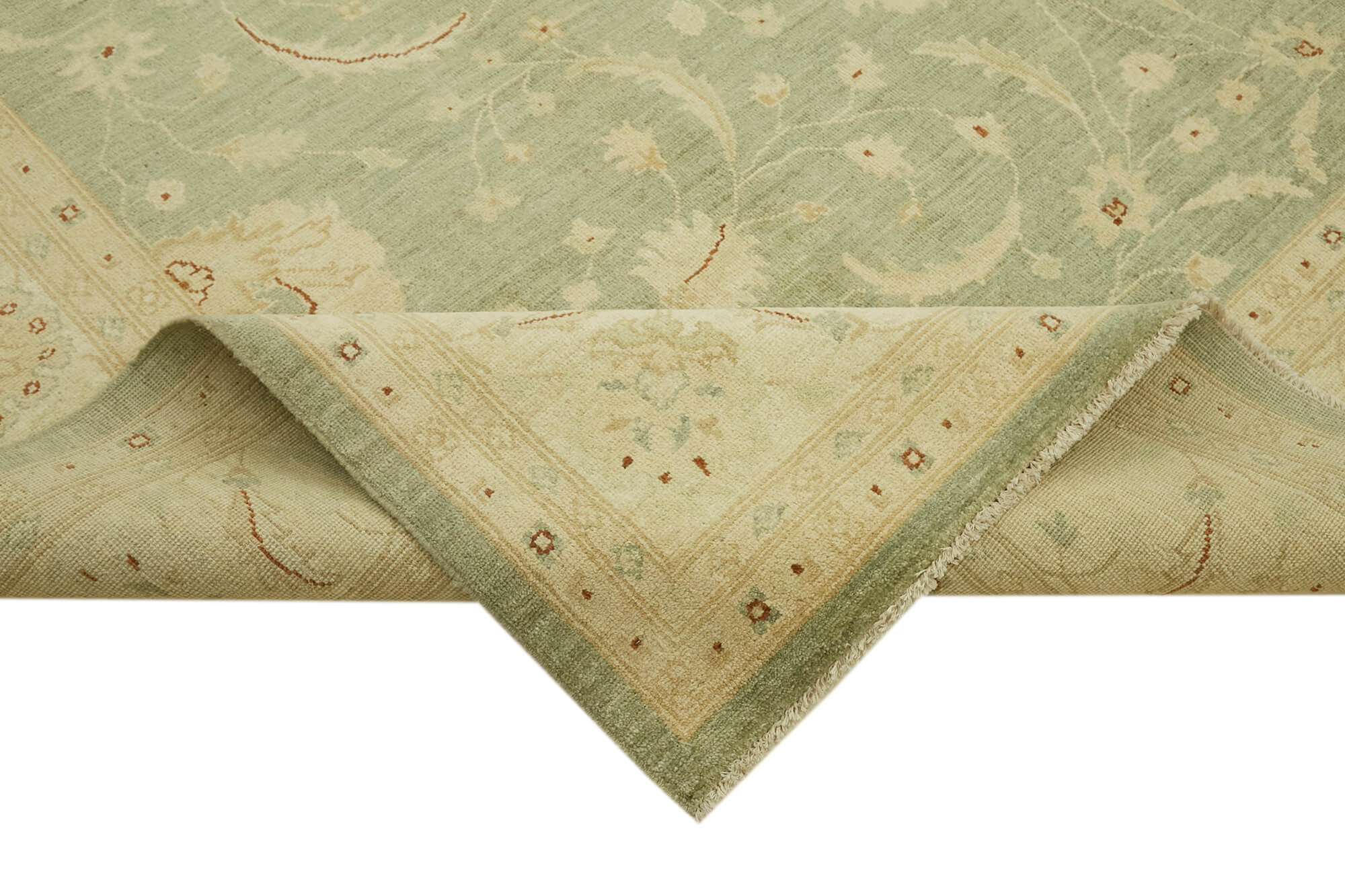 Handmade Wool Cotton Rug - Tebriz Beige Classic Style Vintage Area Carpet 8'5''x9'9''