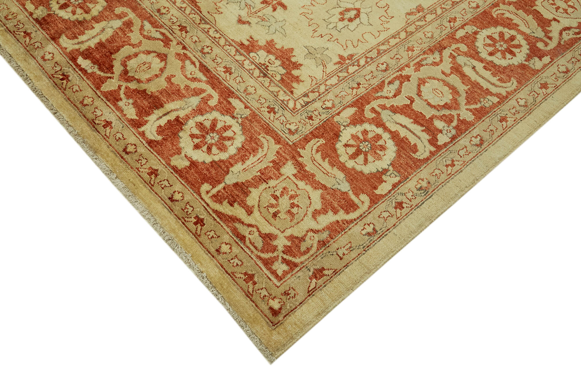 Handmade Wool Cotton Rug - Tebriz Classic Area Rug 9'0'' x 11'7'' Beige