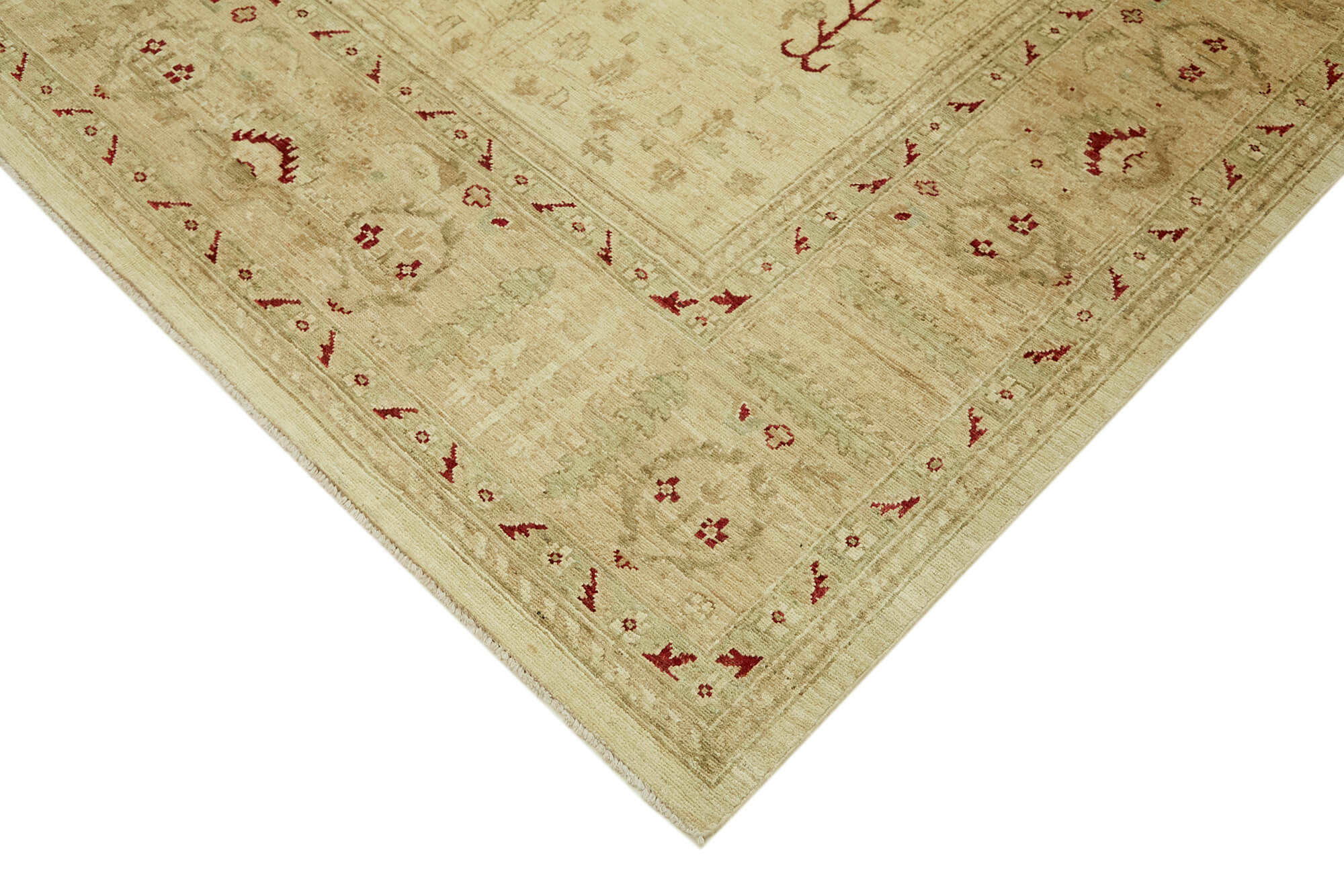 Handmade Wool Cotton Rug – Tebriz Classic Beige Turkish Area Rug 9'1''x12'4''
