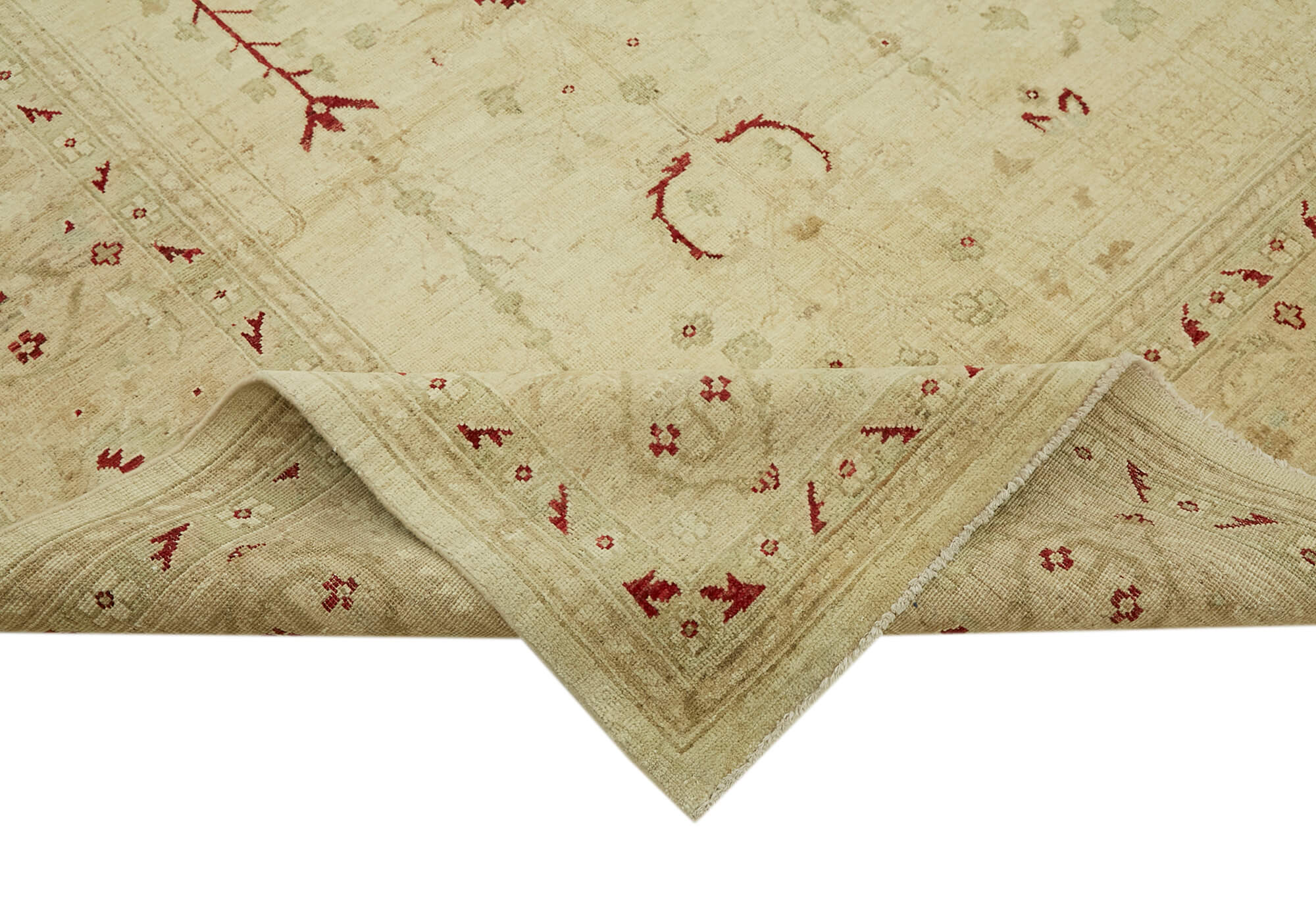 Handmade Wool Cotton Rug – Tebriz Classic Beige Turkish Area Rug 9'1''x12'4''