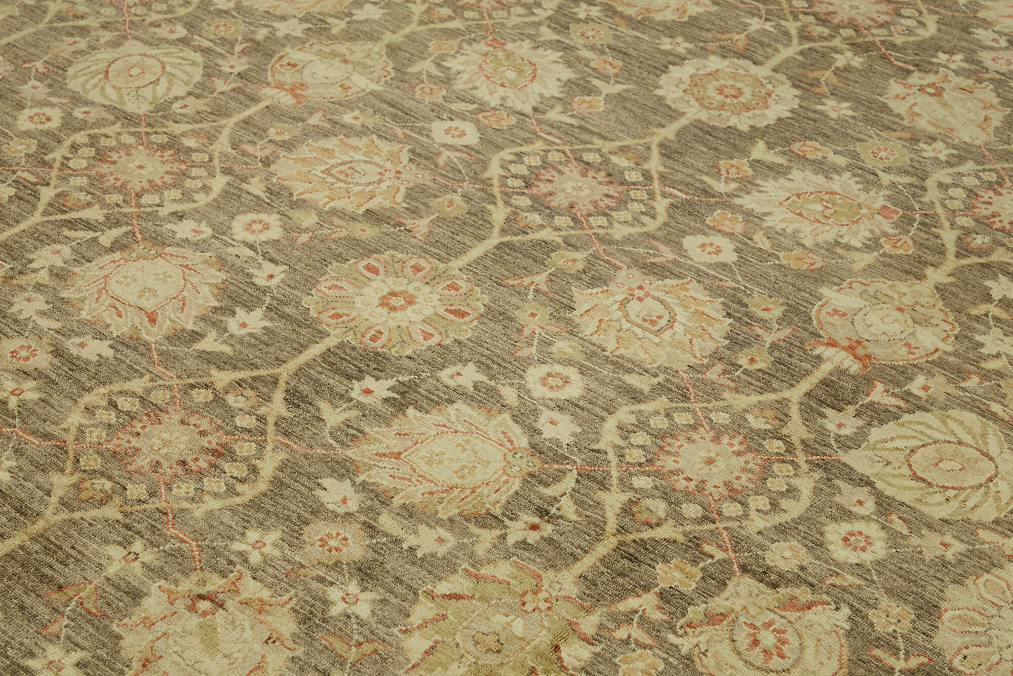 Handmade Wool Cotton Rug – Classic Beige Turkish Area Rug 9x12 Vintage Carpet