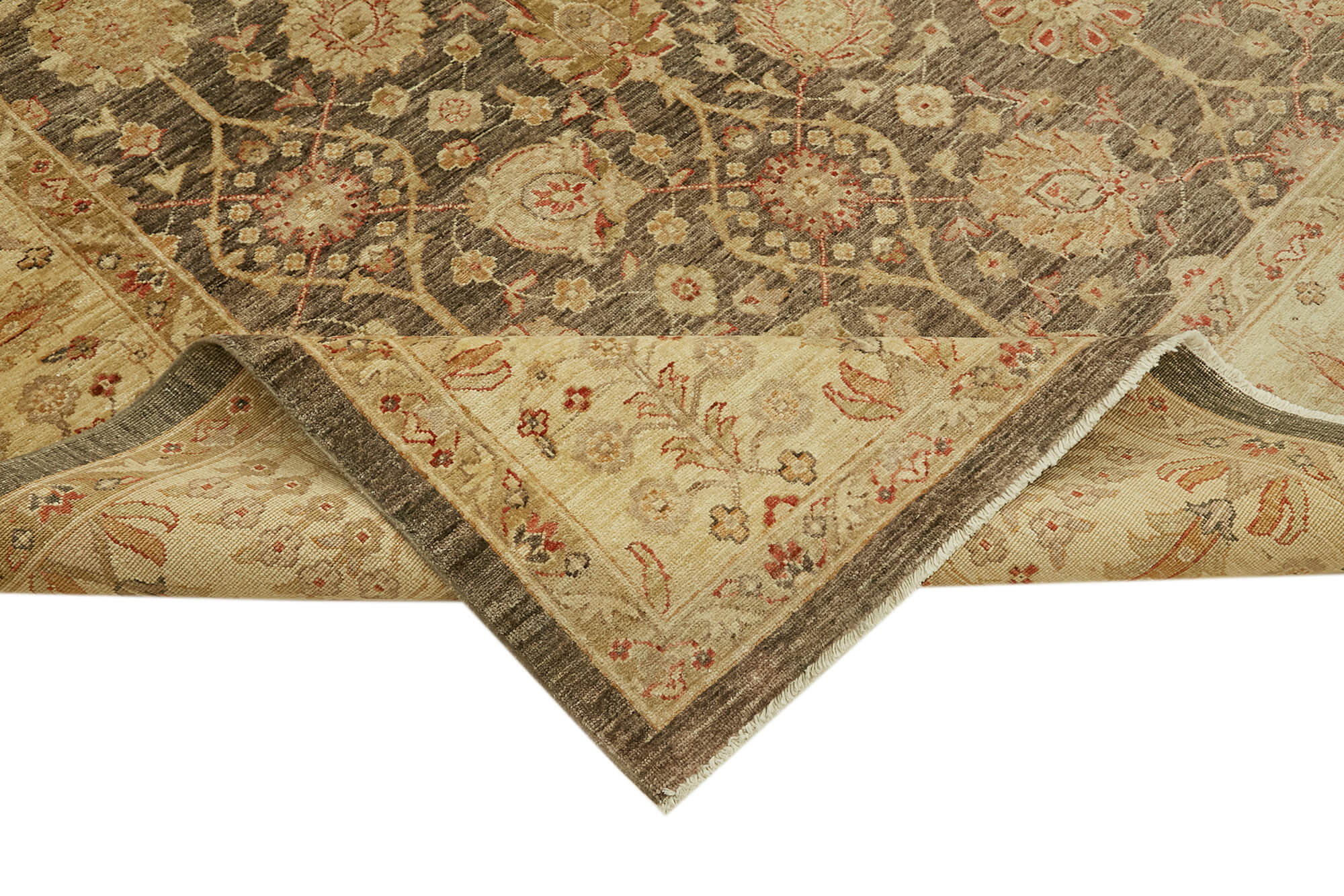 Handmade Wool Cotton Rug – Classic Beige Turkish Area Rug 9x12 Vintage Carpet