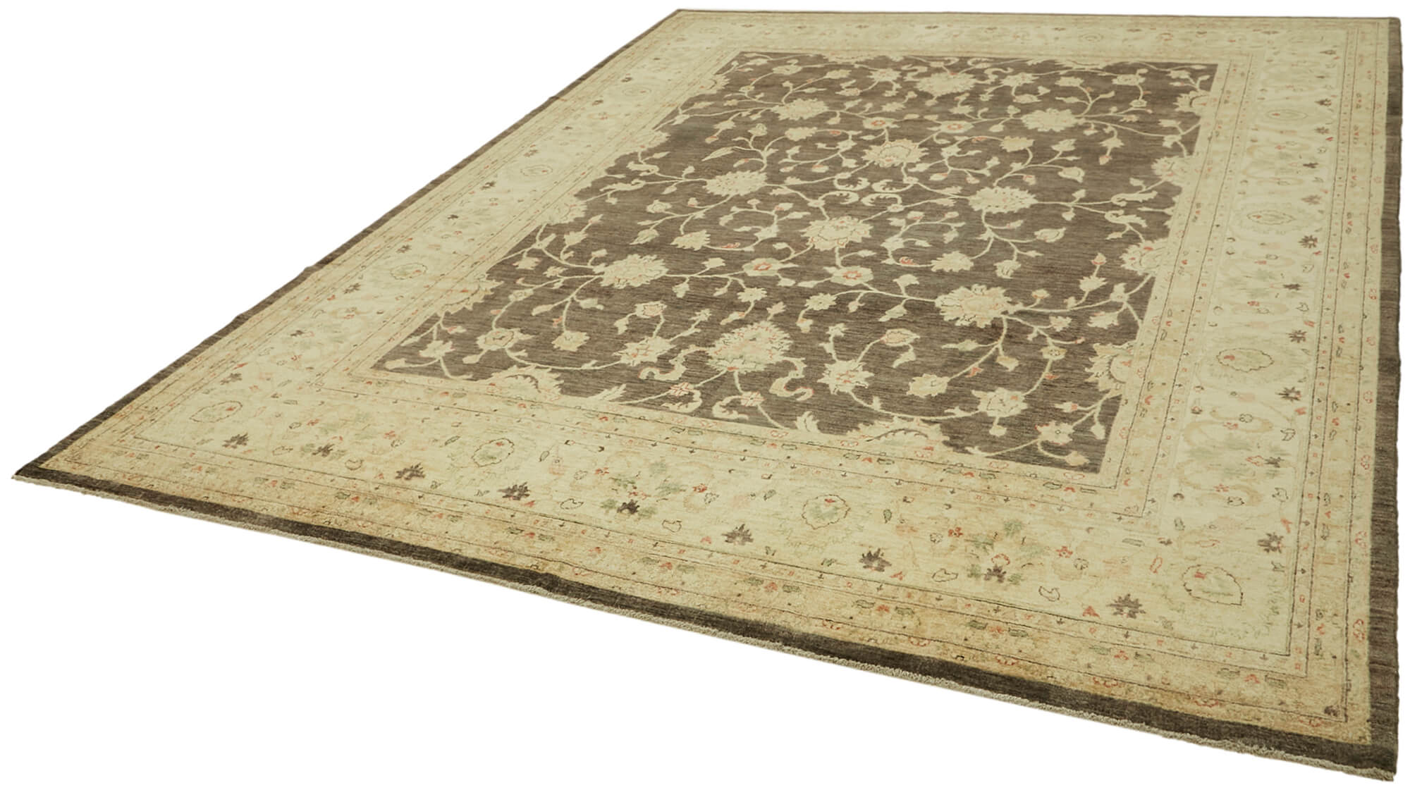 Handmade Wool Cotton Rug - Classic Beige Vintage Area Rug 8x11 Turkish Wool Carpet