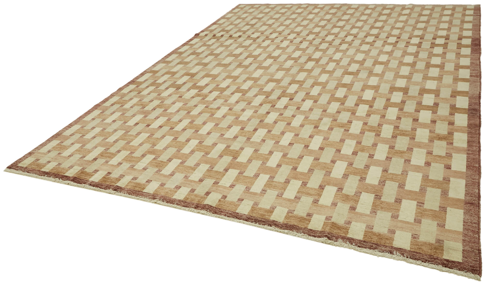 Handmade Wool Cotton Rug – Tebriz Classic Beige Vintage Area Rug 8'8''x11'8''