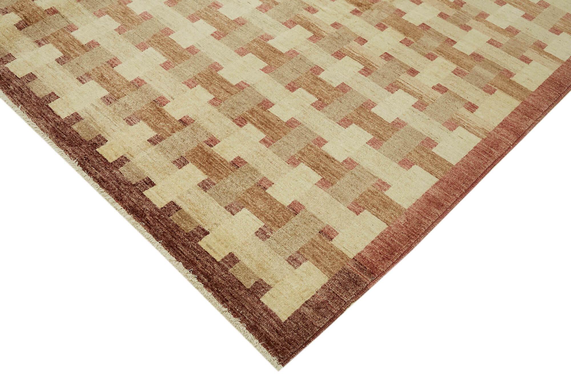 Handmade Wool Cotton Rug – Vintage Area Rug | Beige Classic Wool Carpet 9'x11'7"