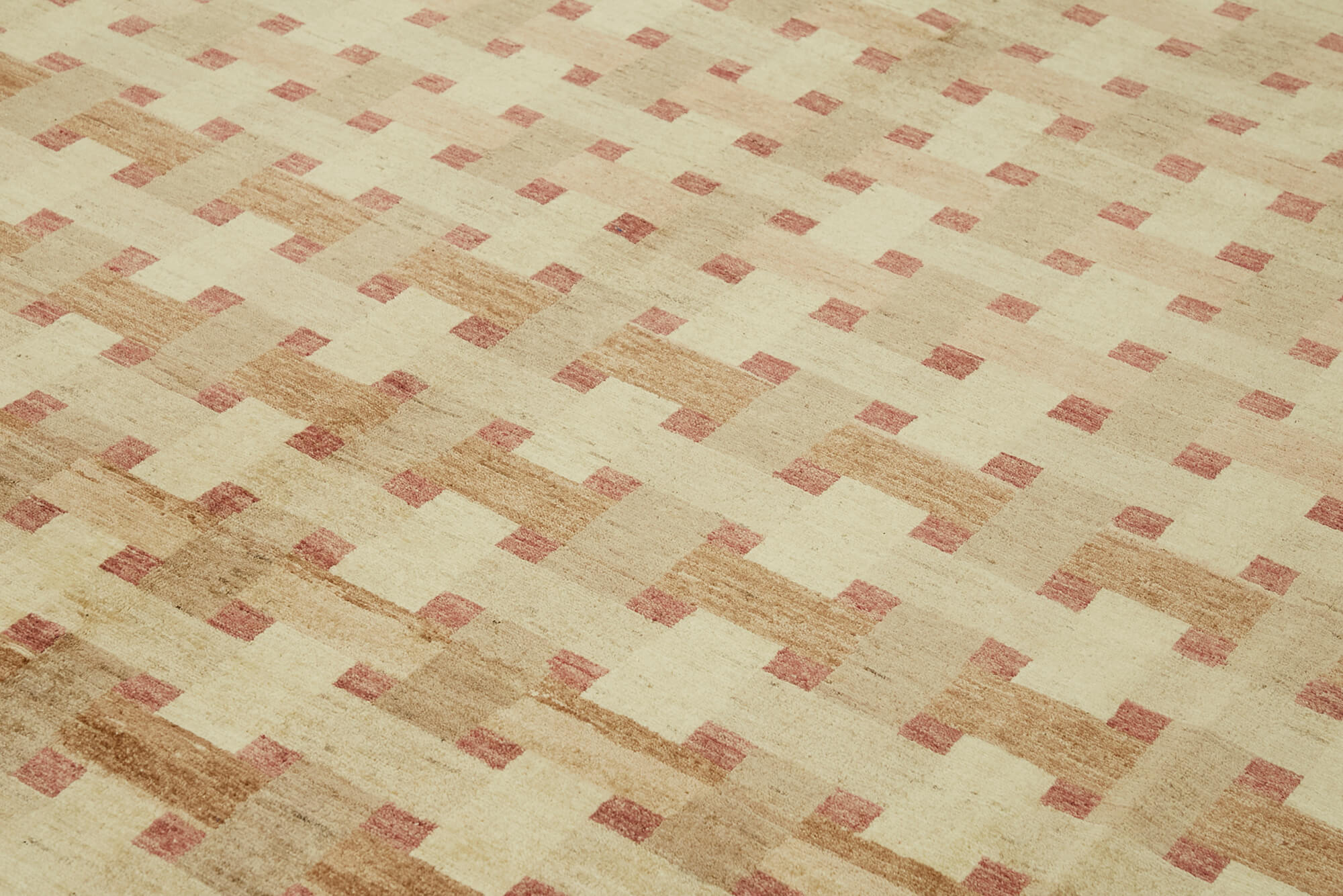 Handmade Wool Cotton Rug – Vintage Area Rug | Beige Classic Wool Carpet 9'x11'7"